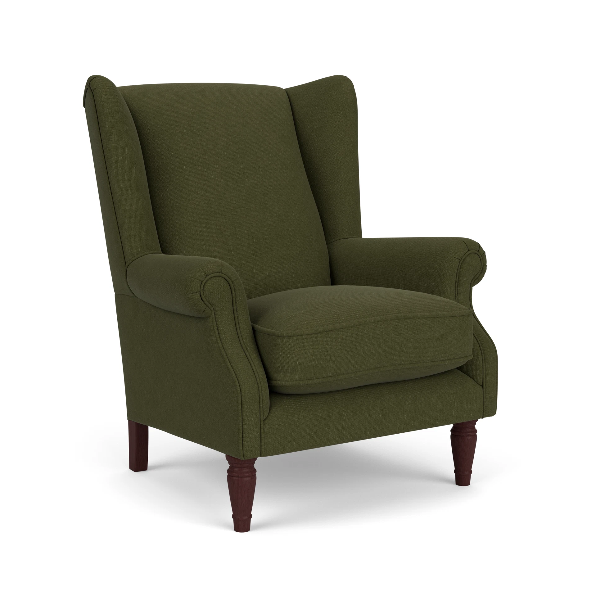 Alice Armchair in House Linen Mix - Forest Green with Light legs