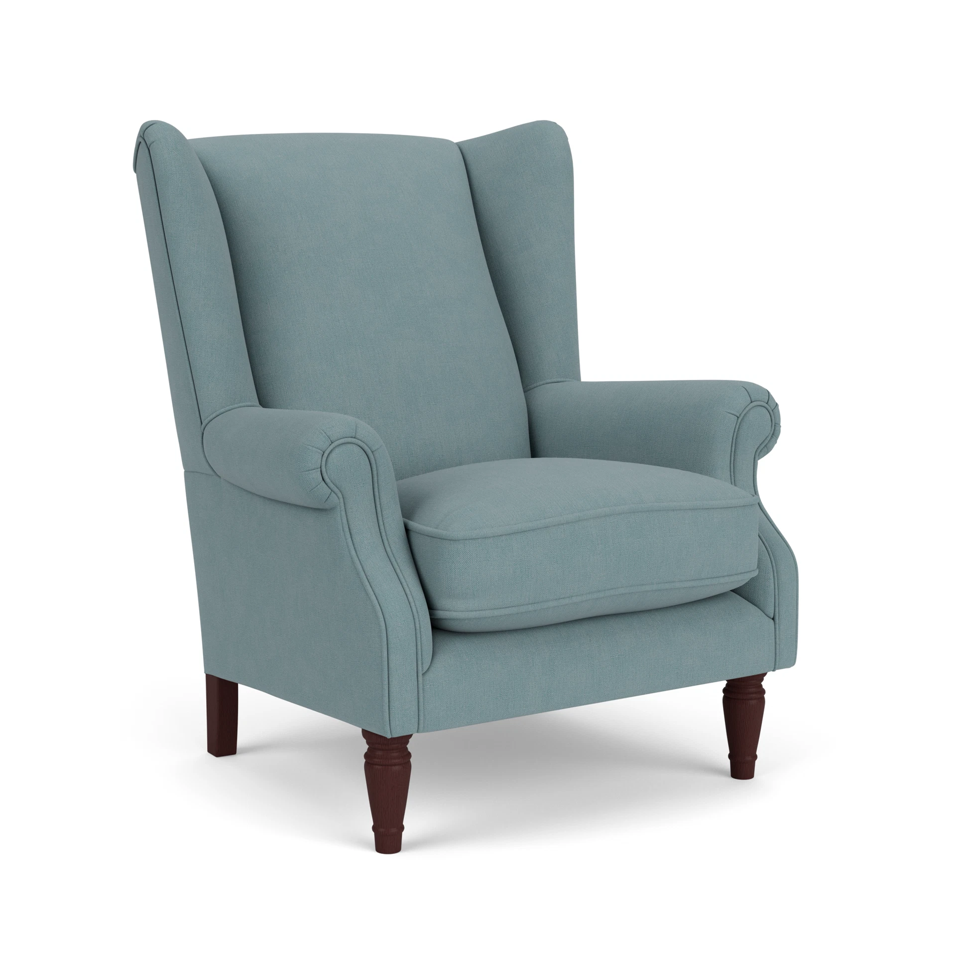 Alice Armchair in House Linen Mix - Sky Blue with Light legs