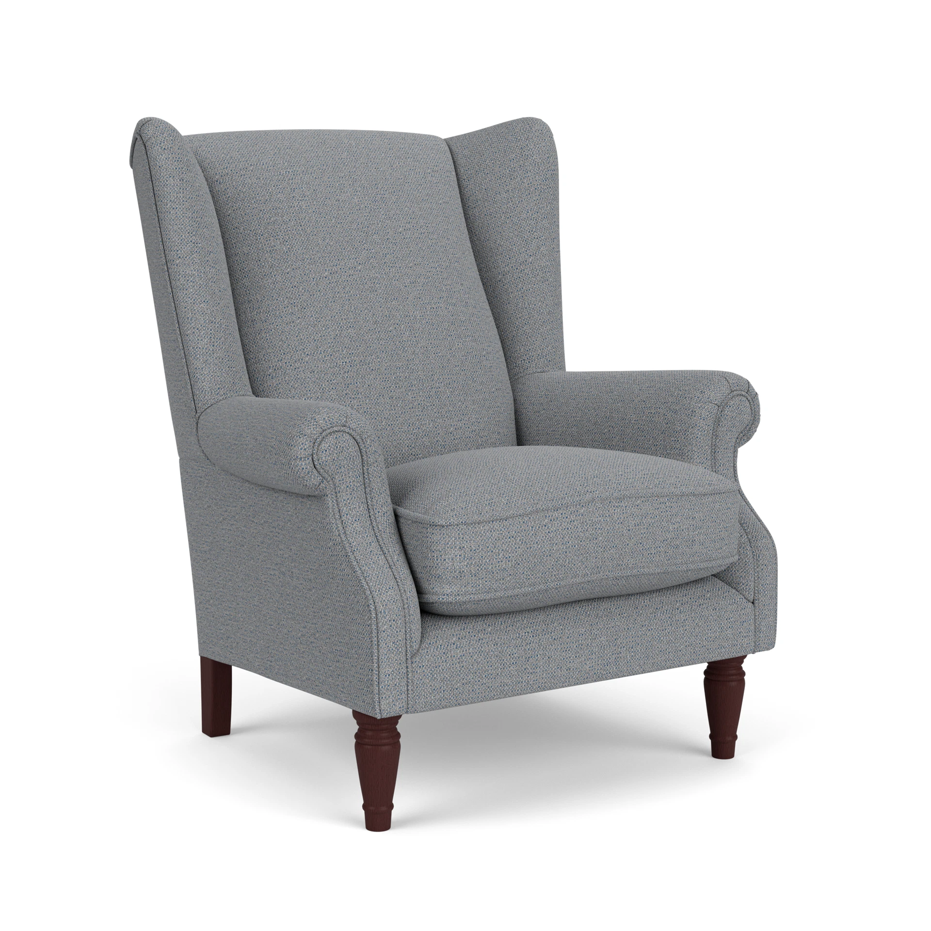 Alice Armchair in House Weave - Blue Marl with Light legs