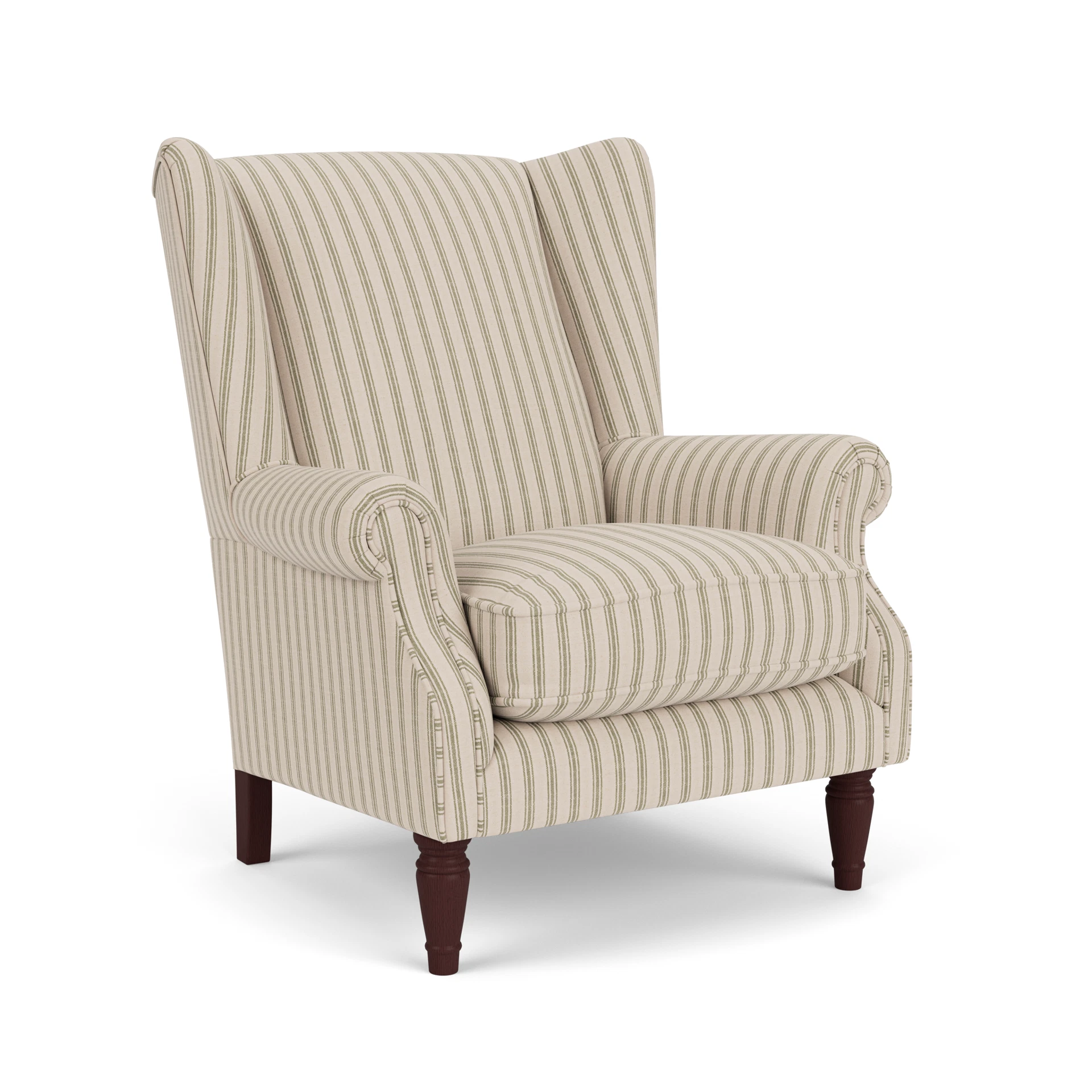 Alice Armchair in Kingham Stripe - Sage with Light legs