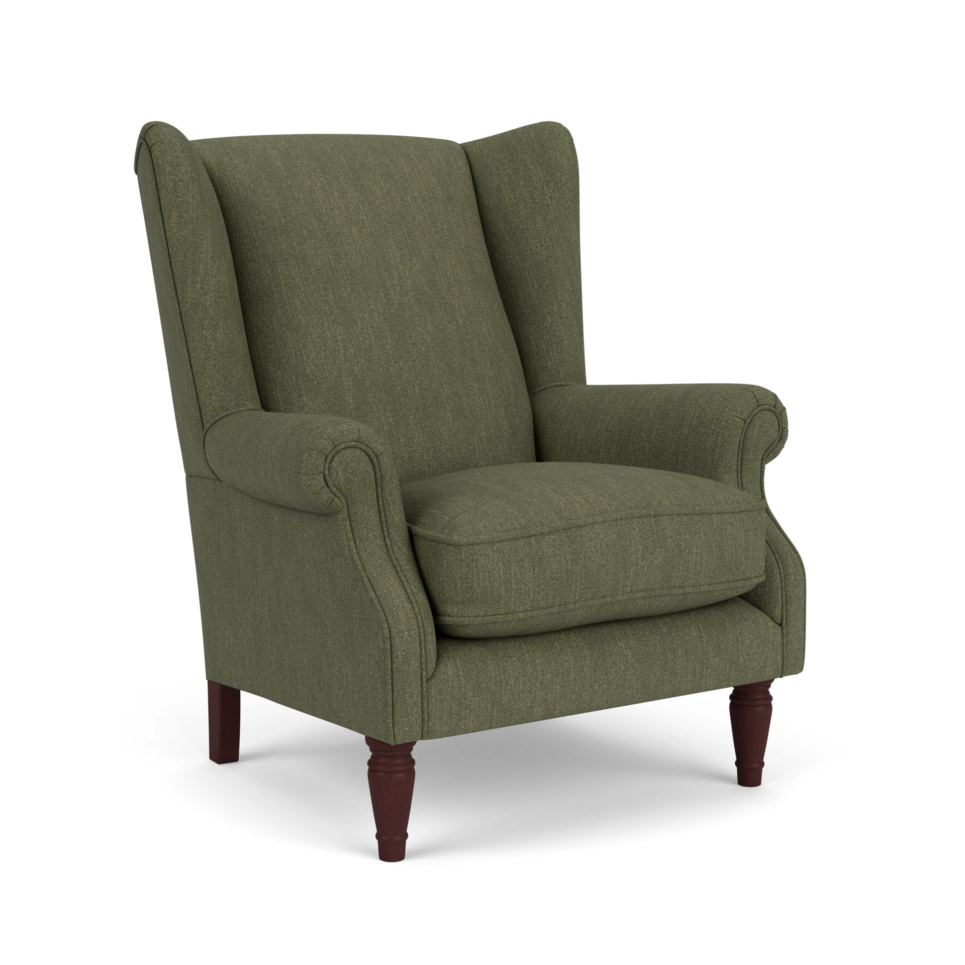 Alice Armchair in Luxury Italian Linen - Fern with Light legs