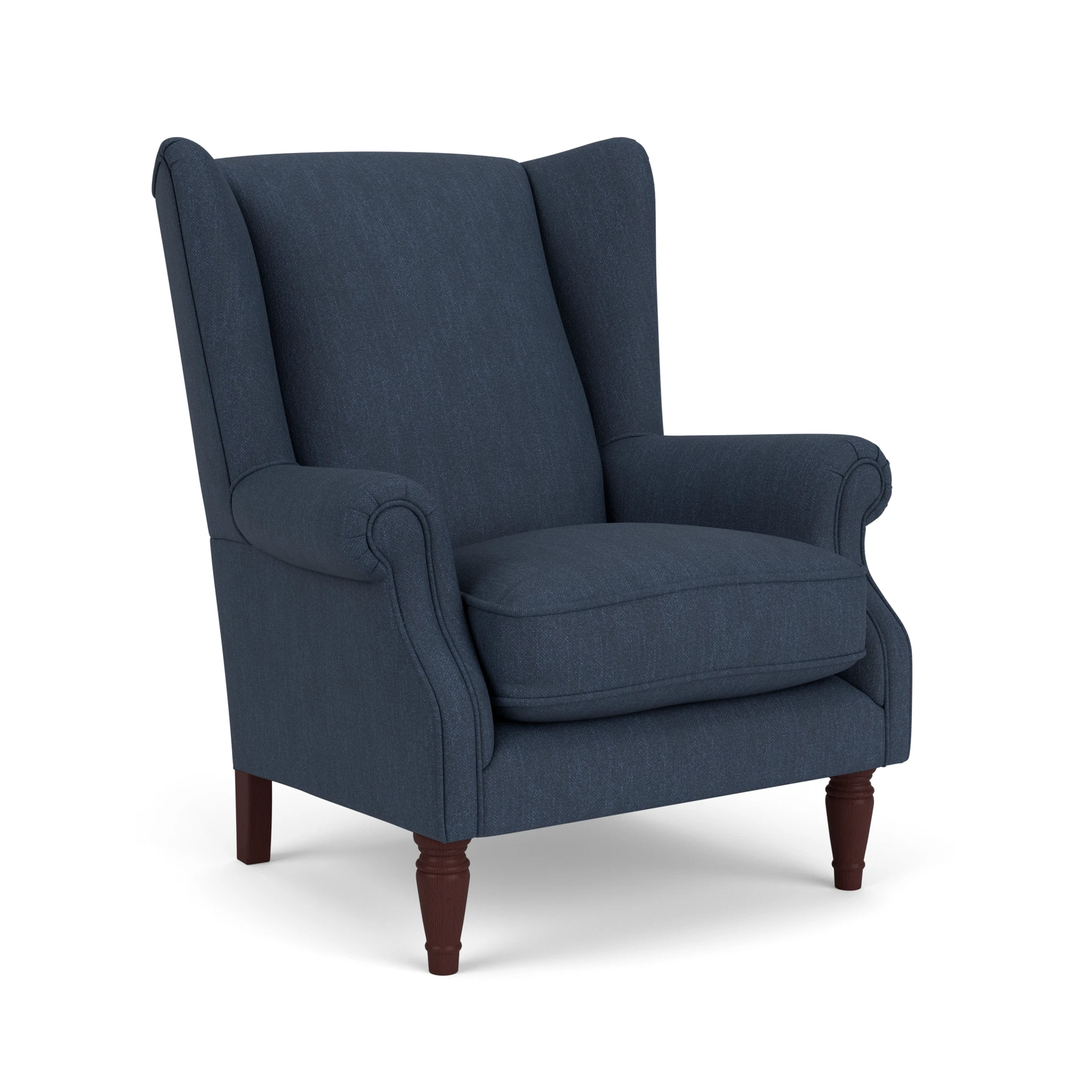 Alice Armchair in Luxury Italian Linen - Indigo with Light legs