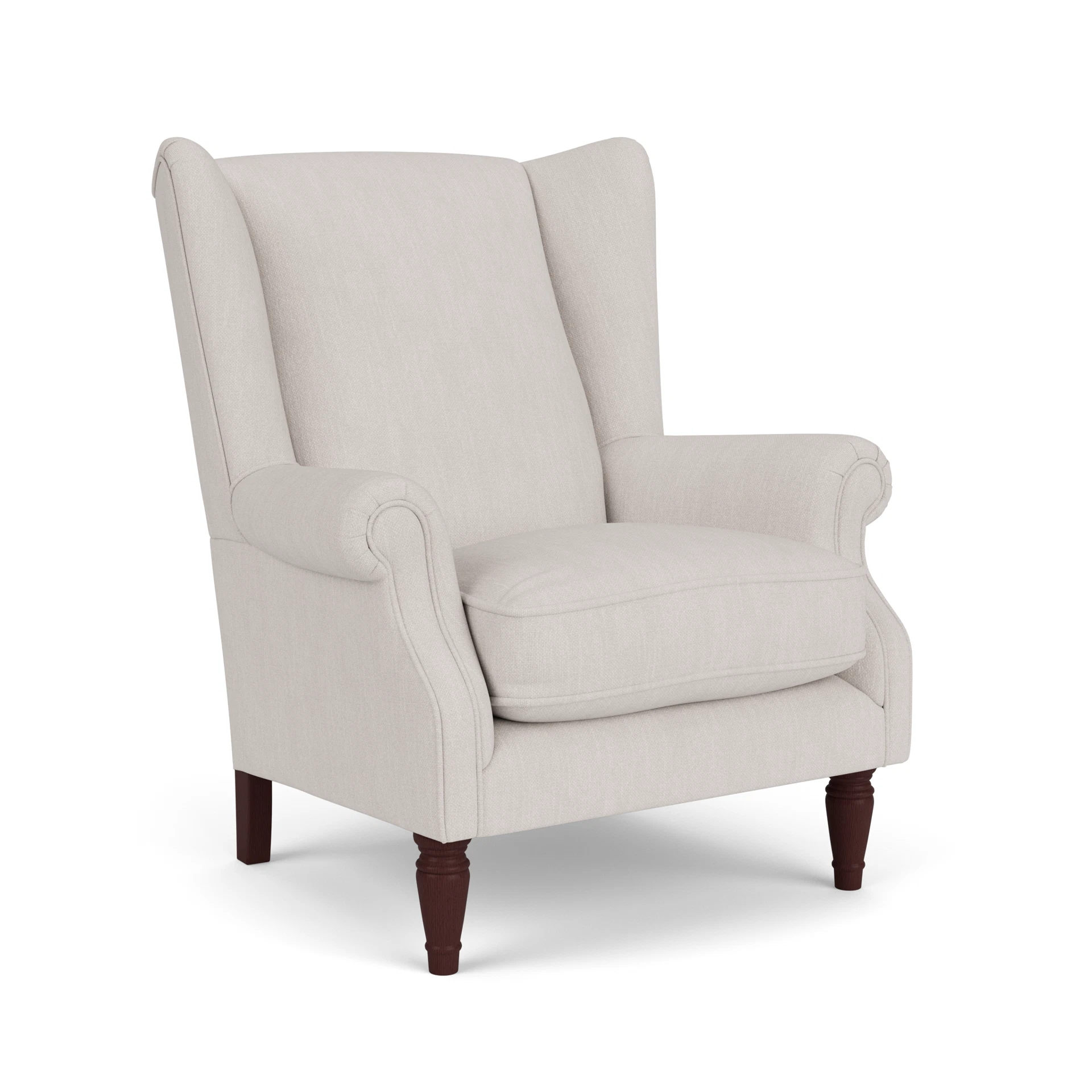 Alice Armchair in Luxury Italian Linen - Soft White with Light legs