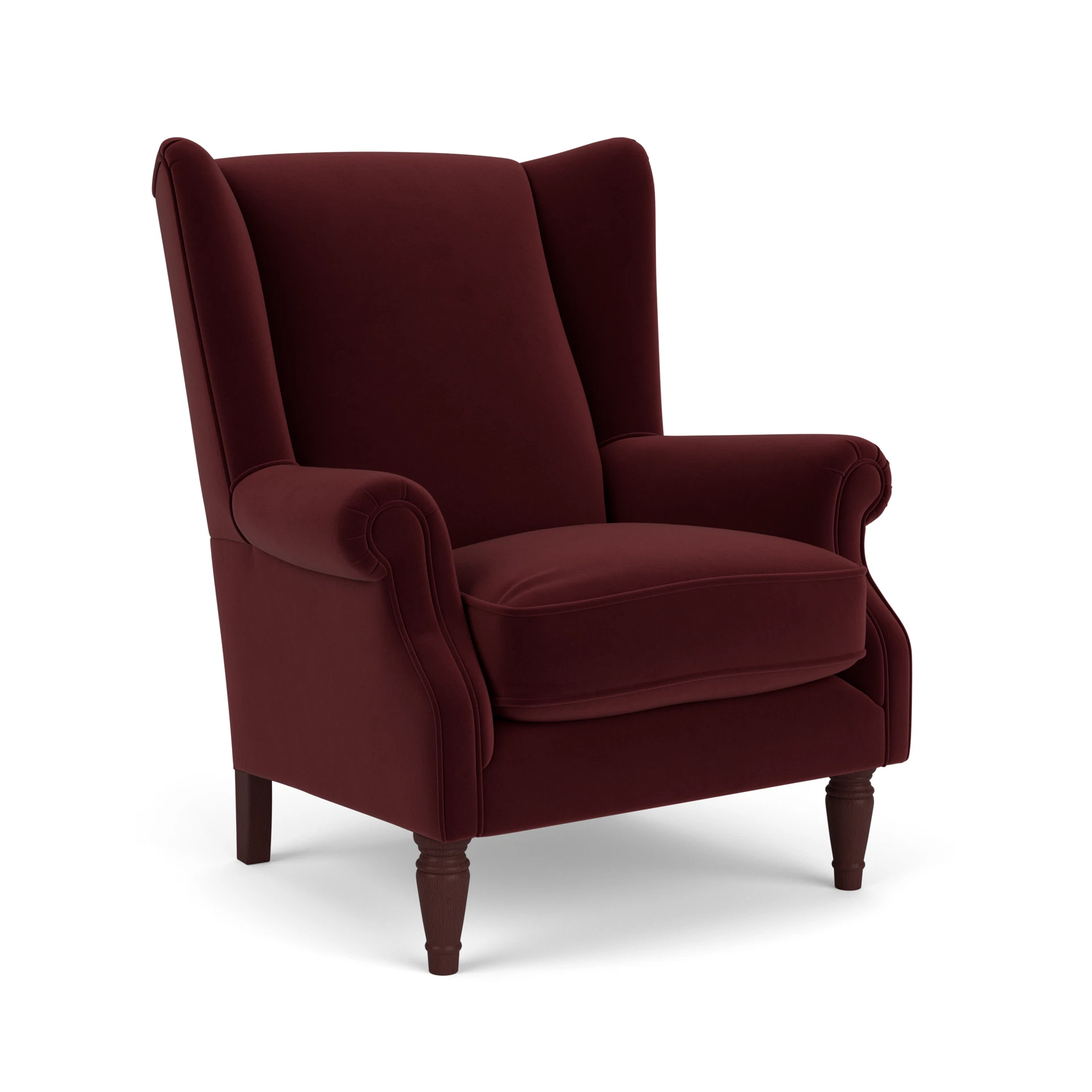 Alice Armchair in Matt Velvet - Dark Rosehip with Light legs