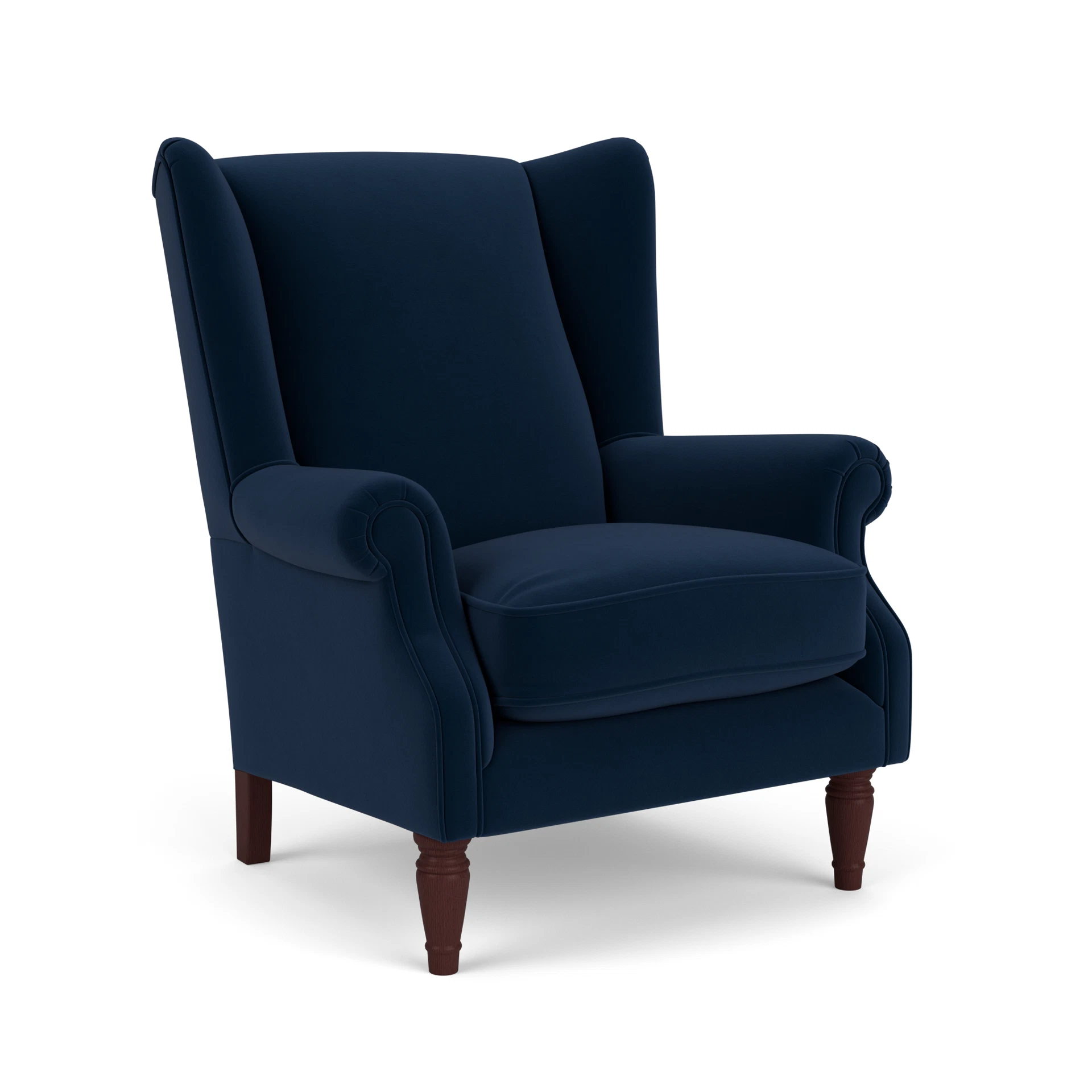 Alice Armchair in Matt Velvet - Deep Blue with Light legs