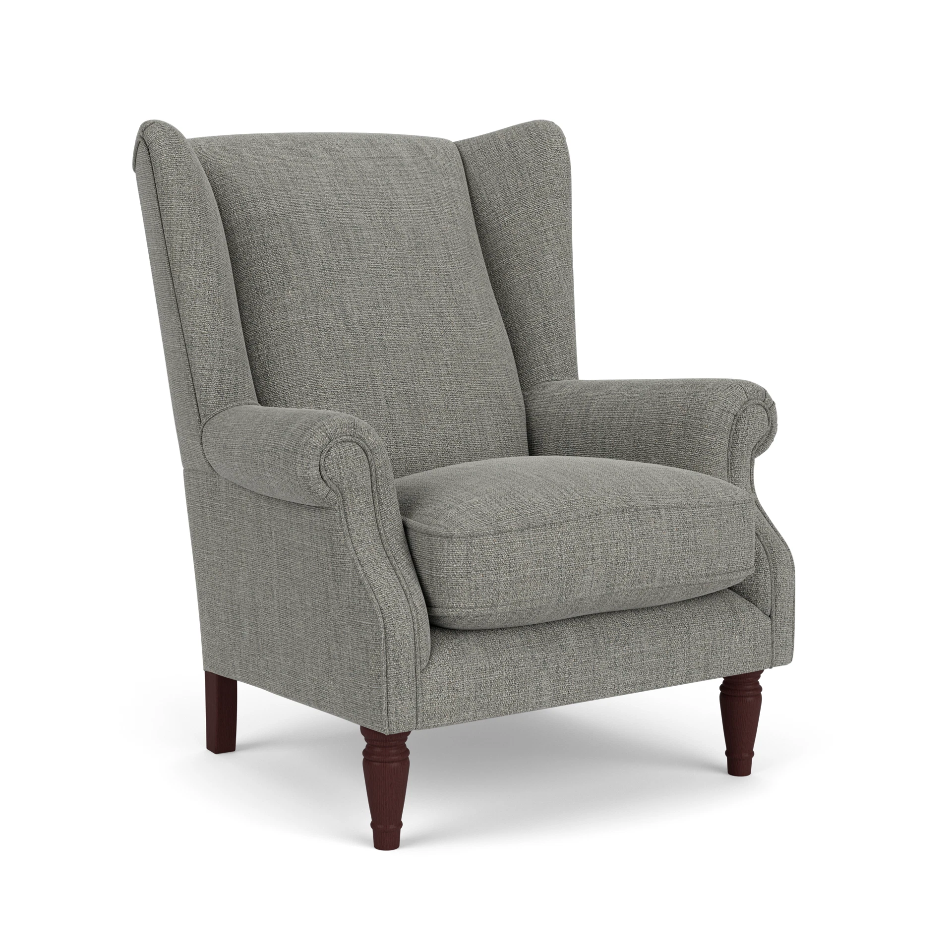 Alice Armchair in Rustic Weave - Grey Marl with Light legs