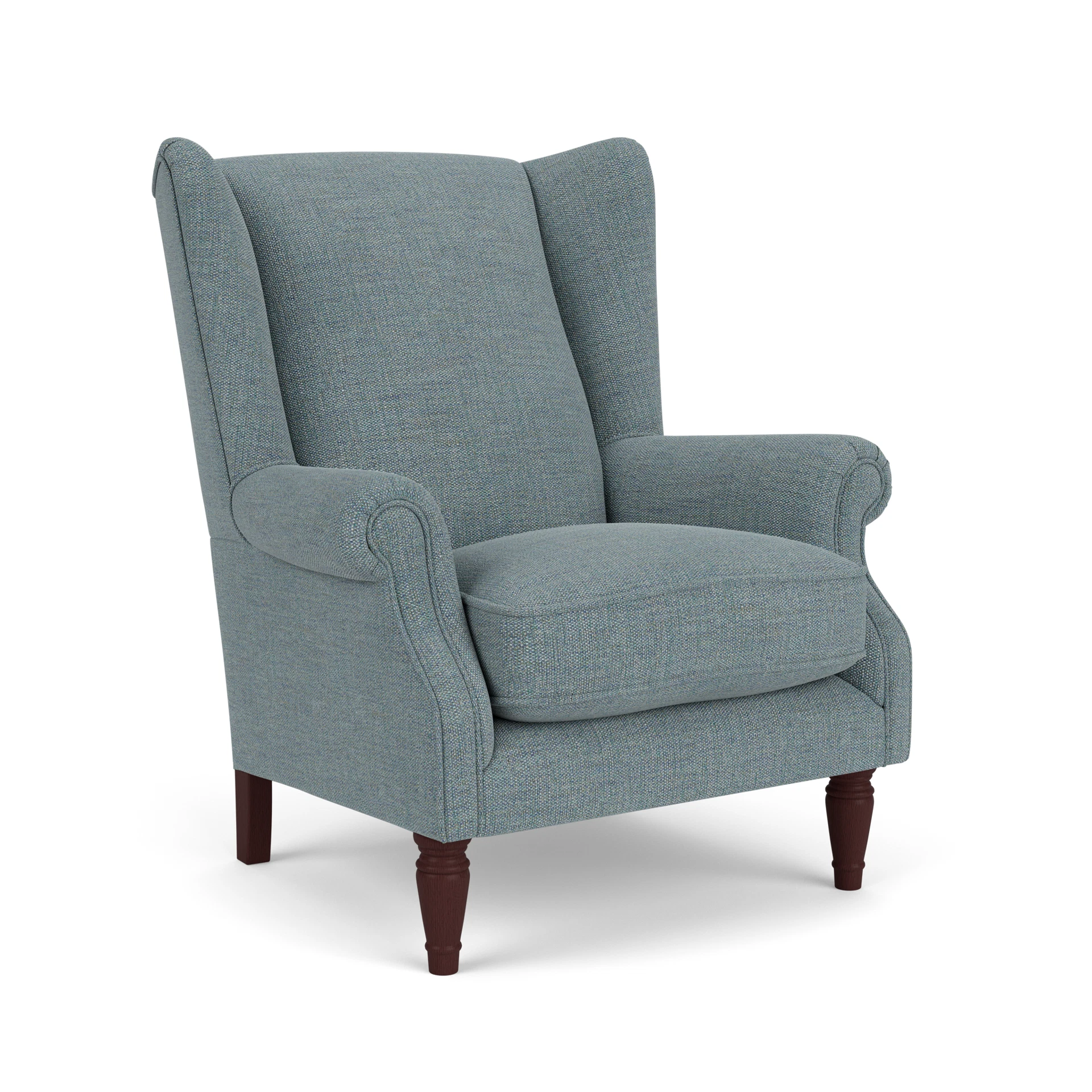 Alice Armchair in Rustic Weave - Teal Marl with Light legs