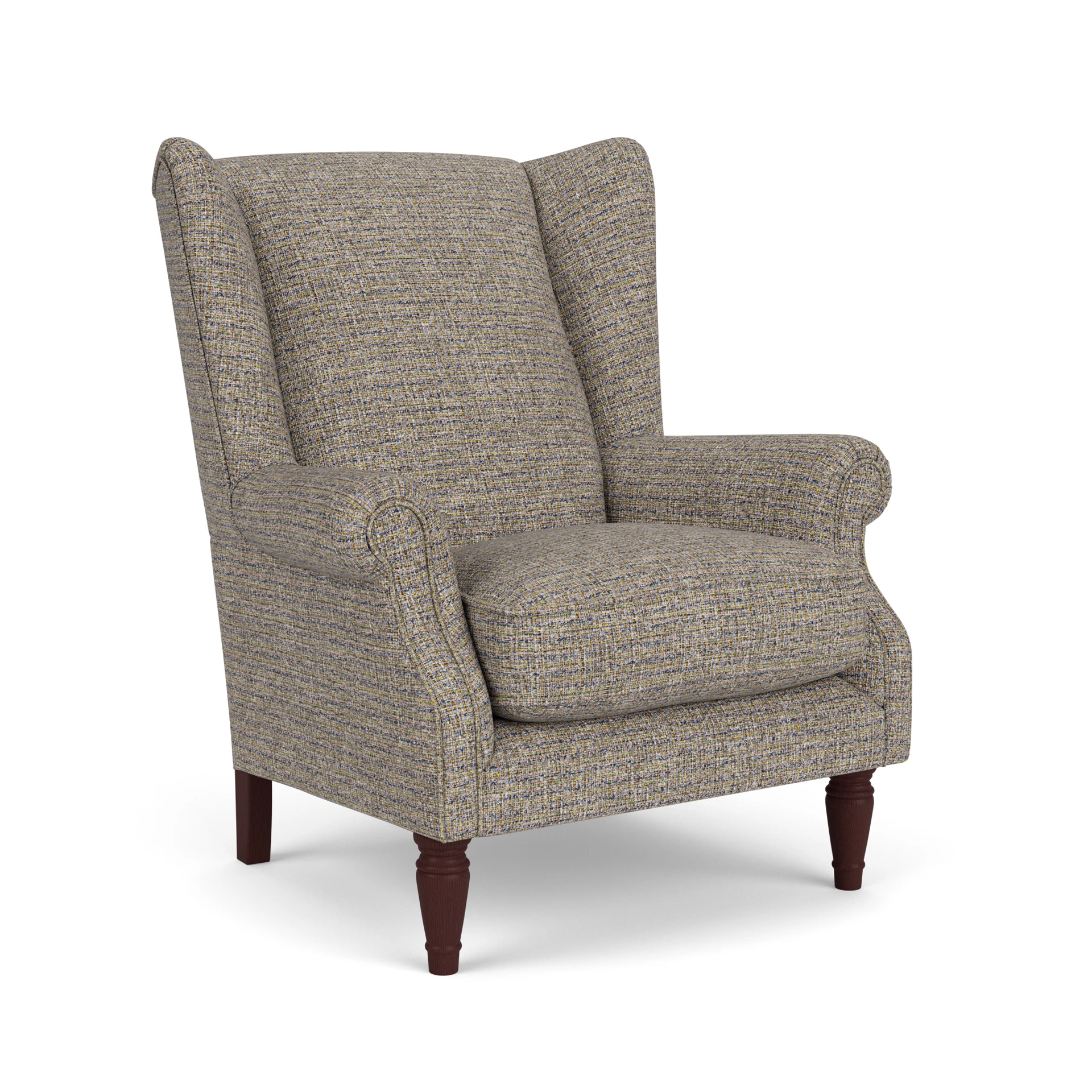 Alice Armchair in Textured Weave - Shoreline Mix with Light legs