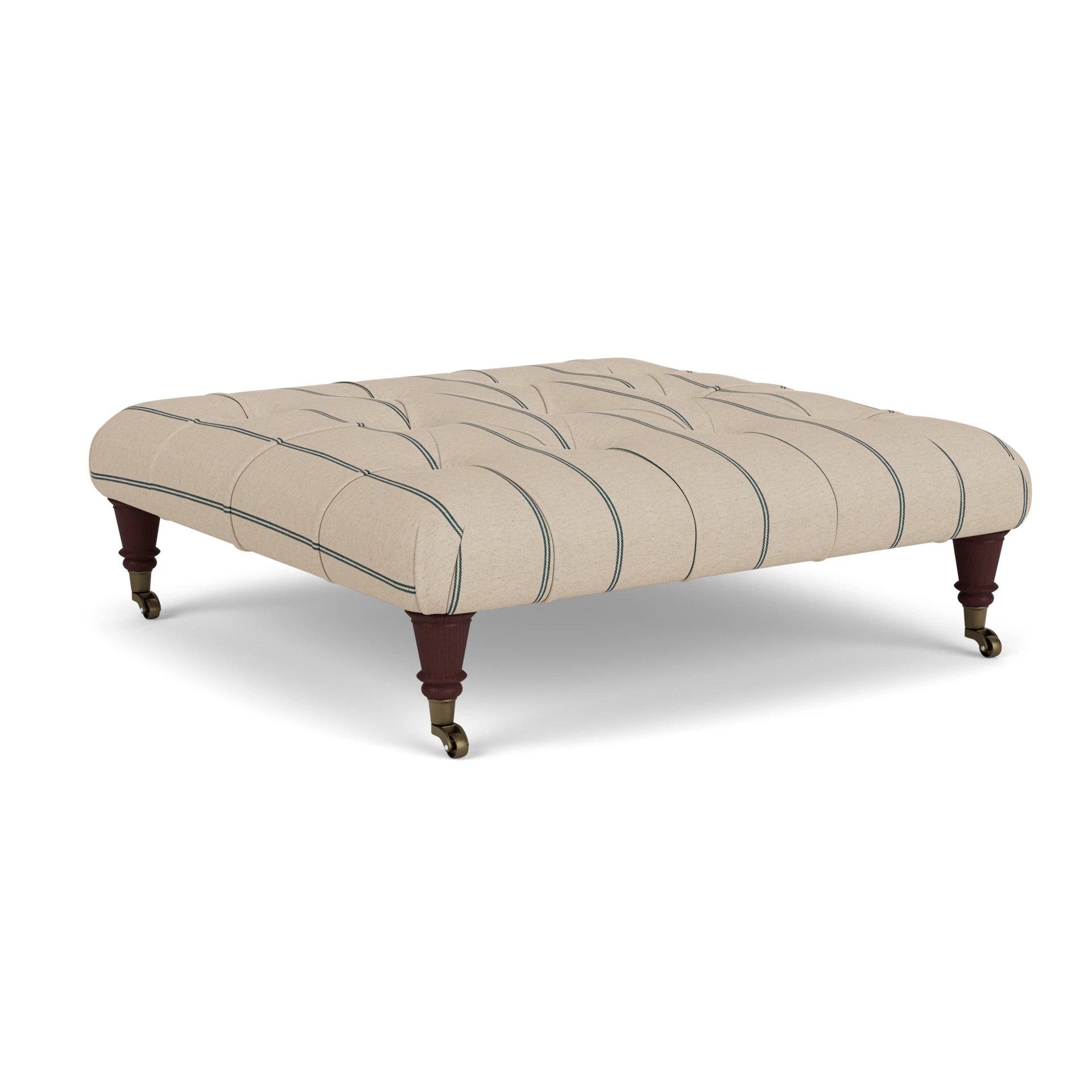 Amelia Foot Stool in Compton Stripe - Charcoal with Light legs