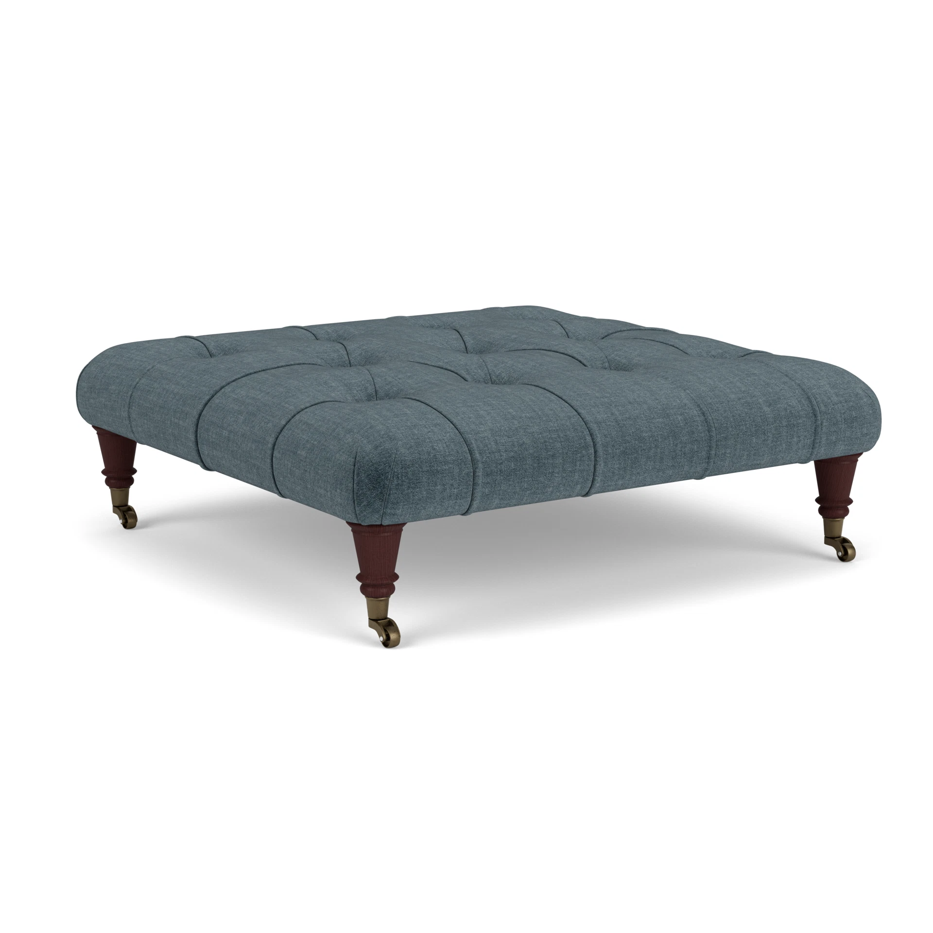 Amelia Foot Stool in Eco Chenille - Teal with Light legs