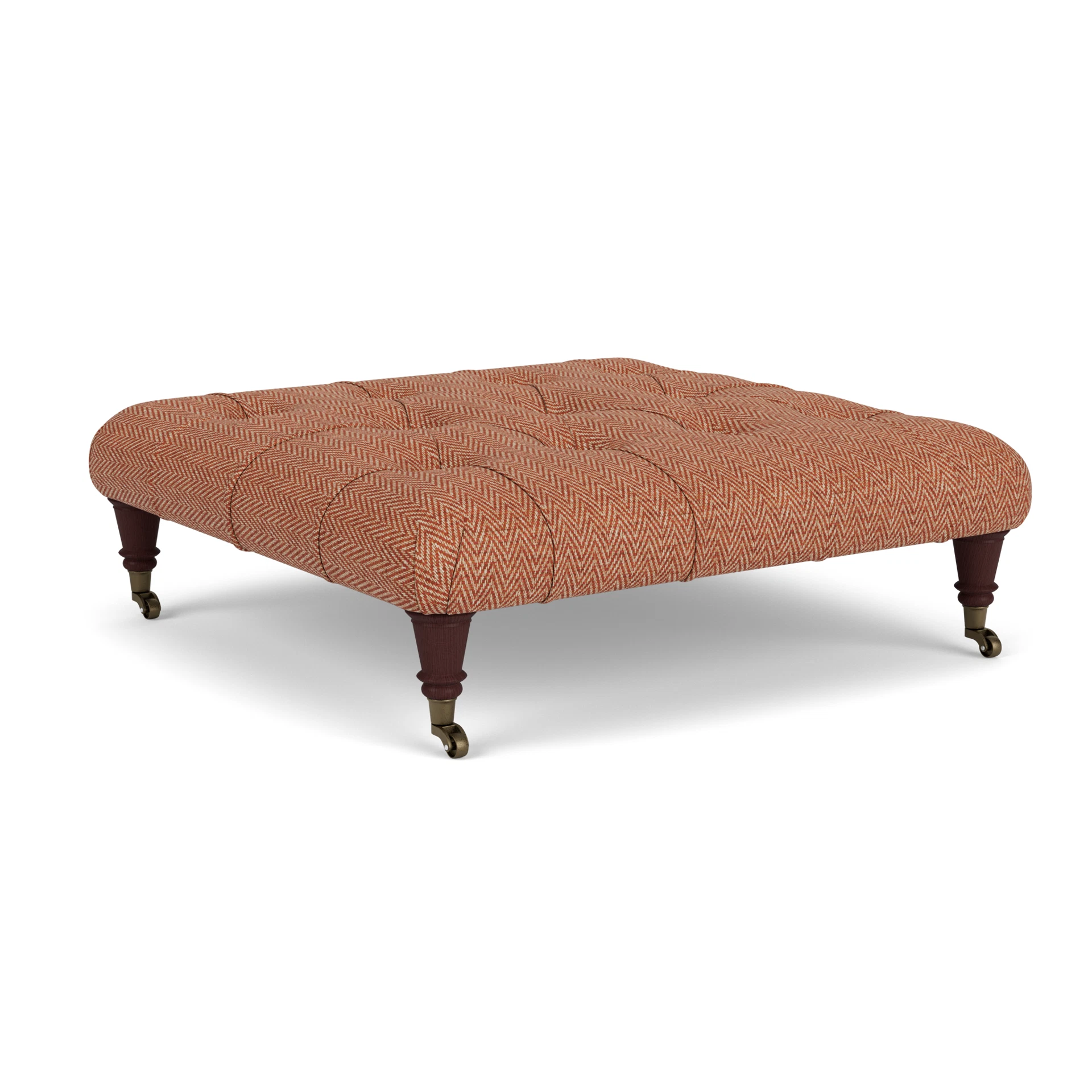 Amelia Foot Stool in Herringbone Weave - Brick with Light legs