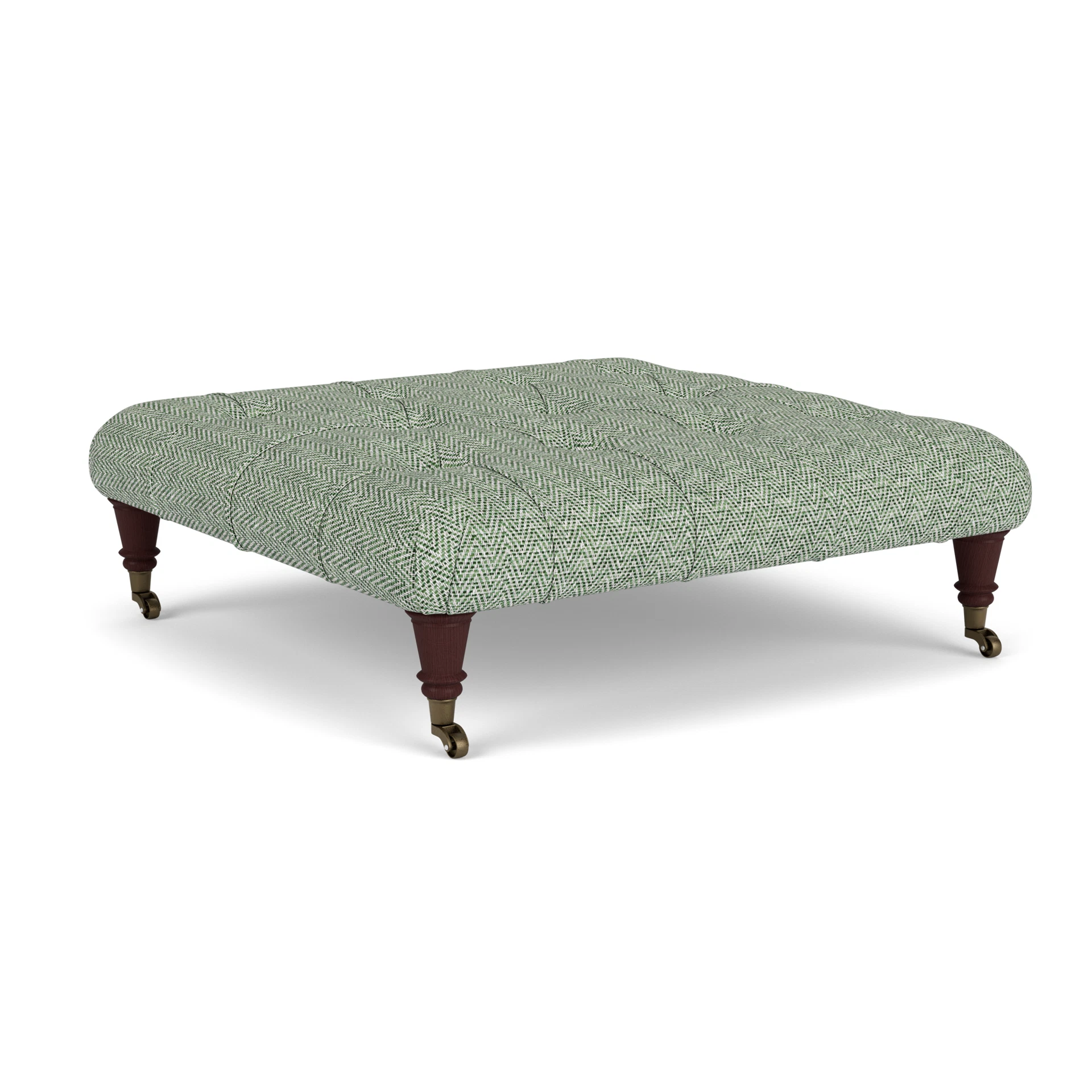 Amelia Foot Stool in Herringbone Weave - Lake with Light legs