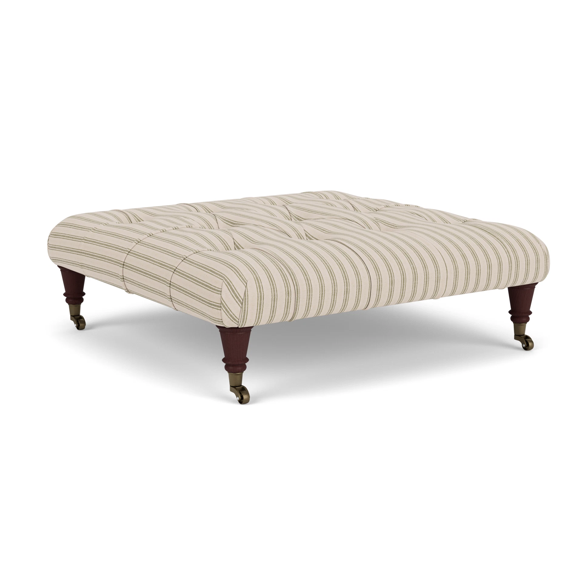 Amelia Foot Stool in Kingham Stripe - Sage with Light legs