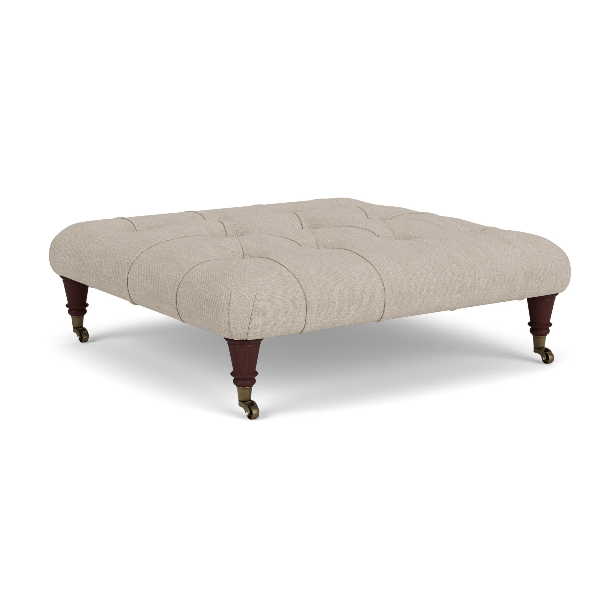 Amelia Foot Stool in Luxury Italian Linen - Natural with Light legs