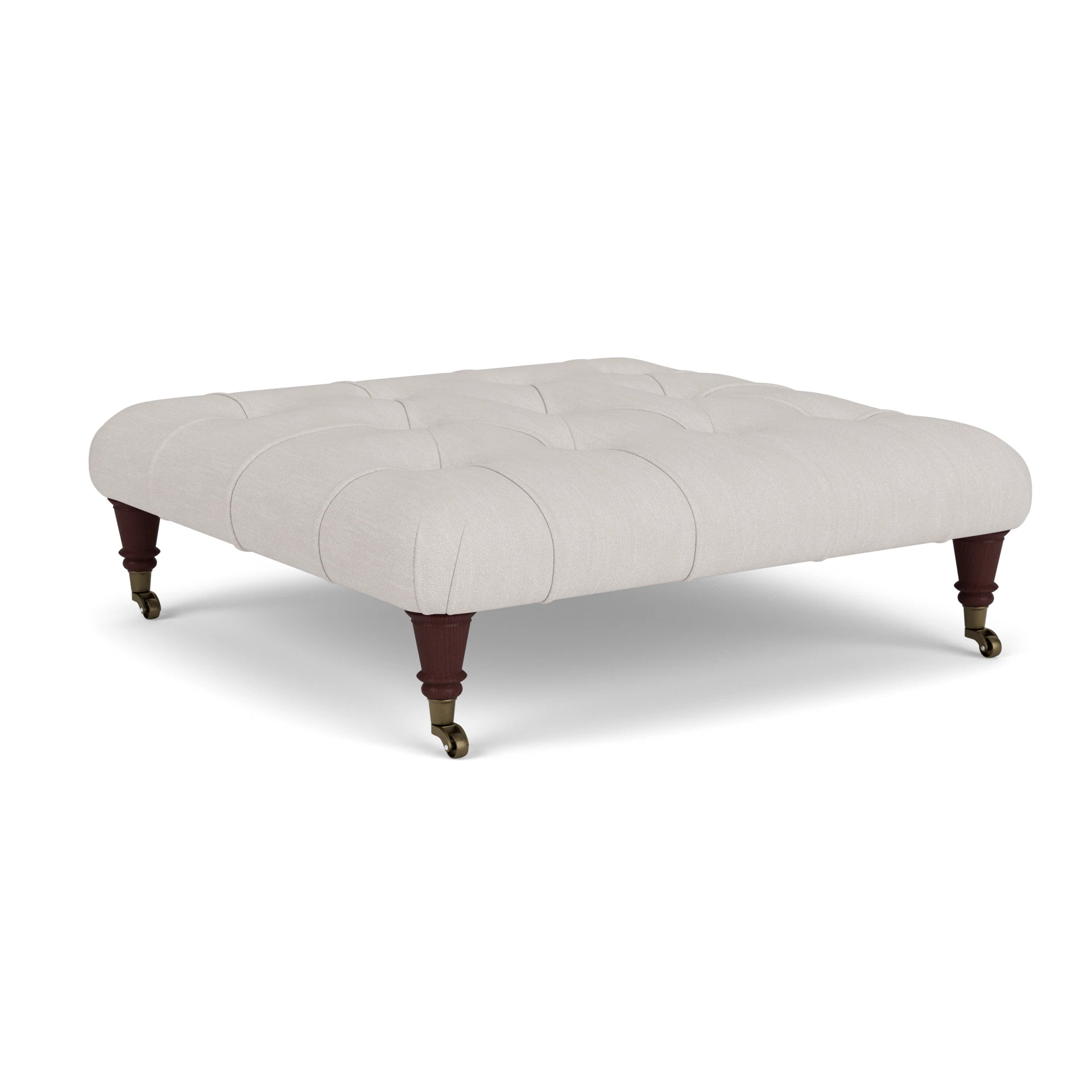 Amelia Foot Stool in Luxury Italian Linen - Soft White with Light legs