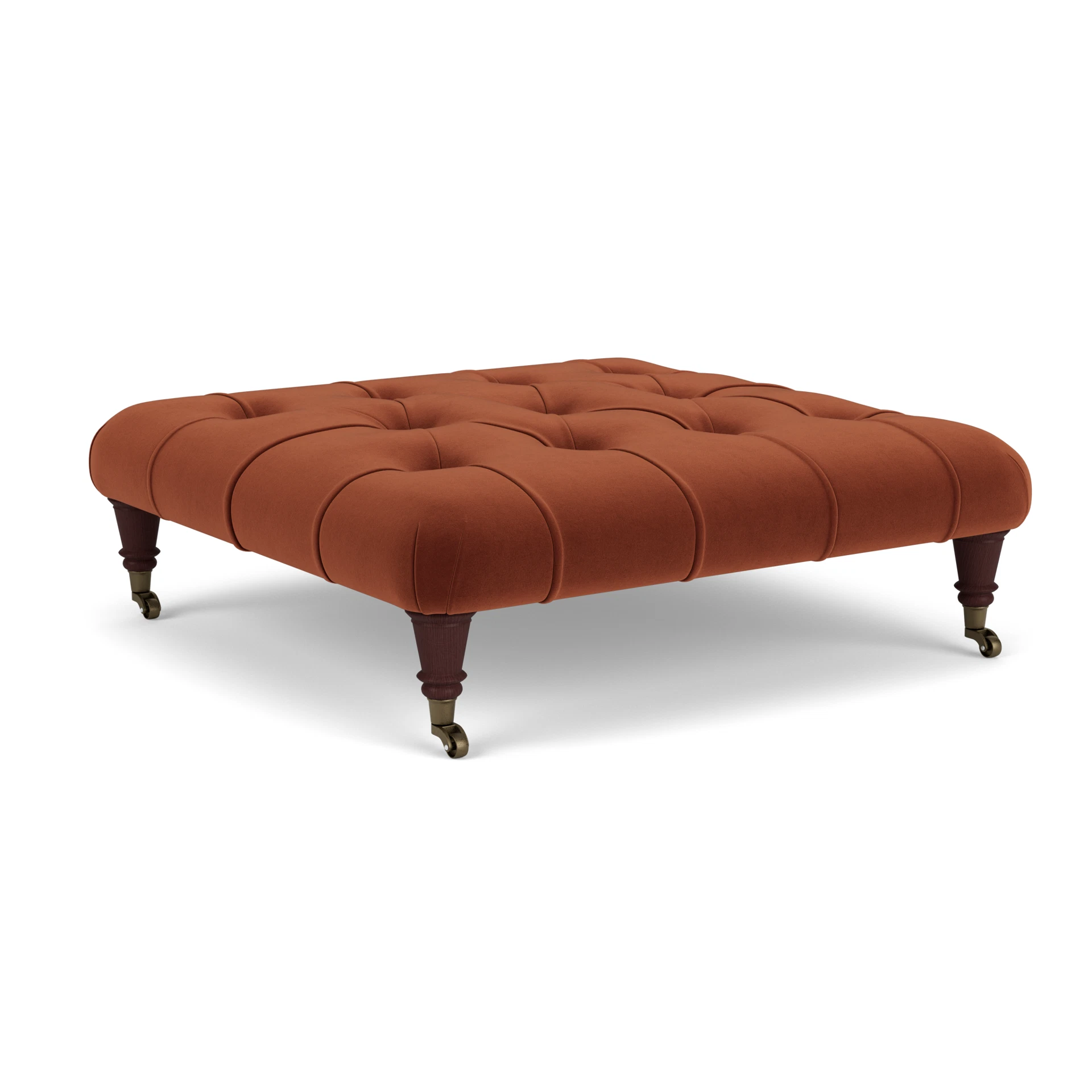 Amelia Foot Stool in Matt Velvet - Brick with Light legs