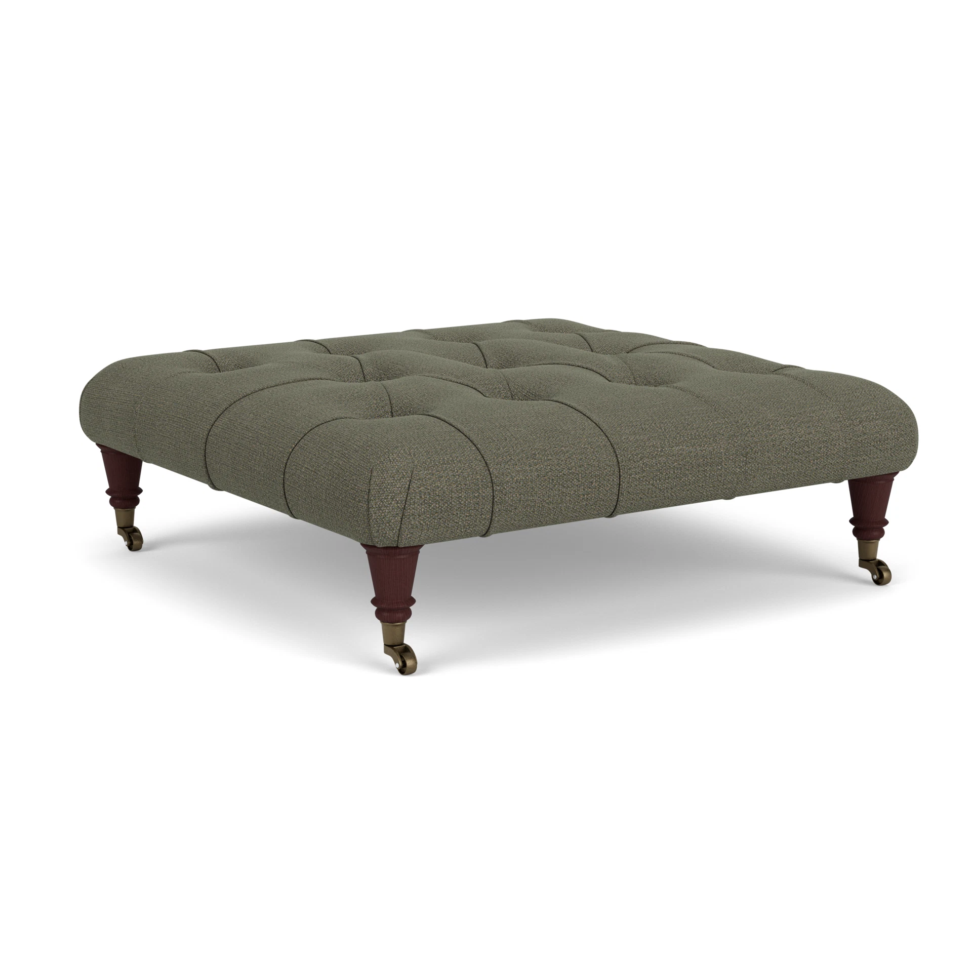 Amelia Foot Stool in Rustic Weave - Deep Forest with Light legs