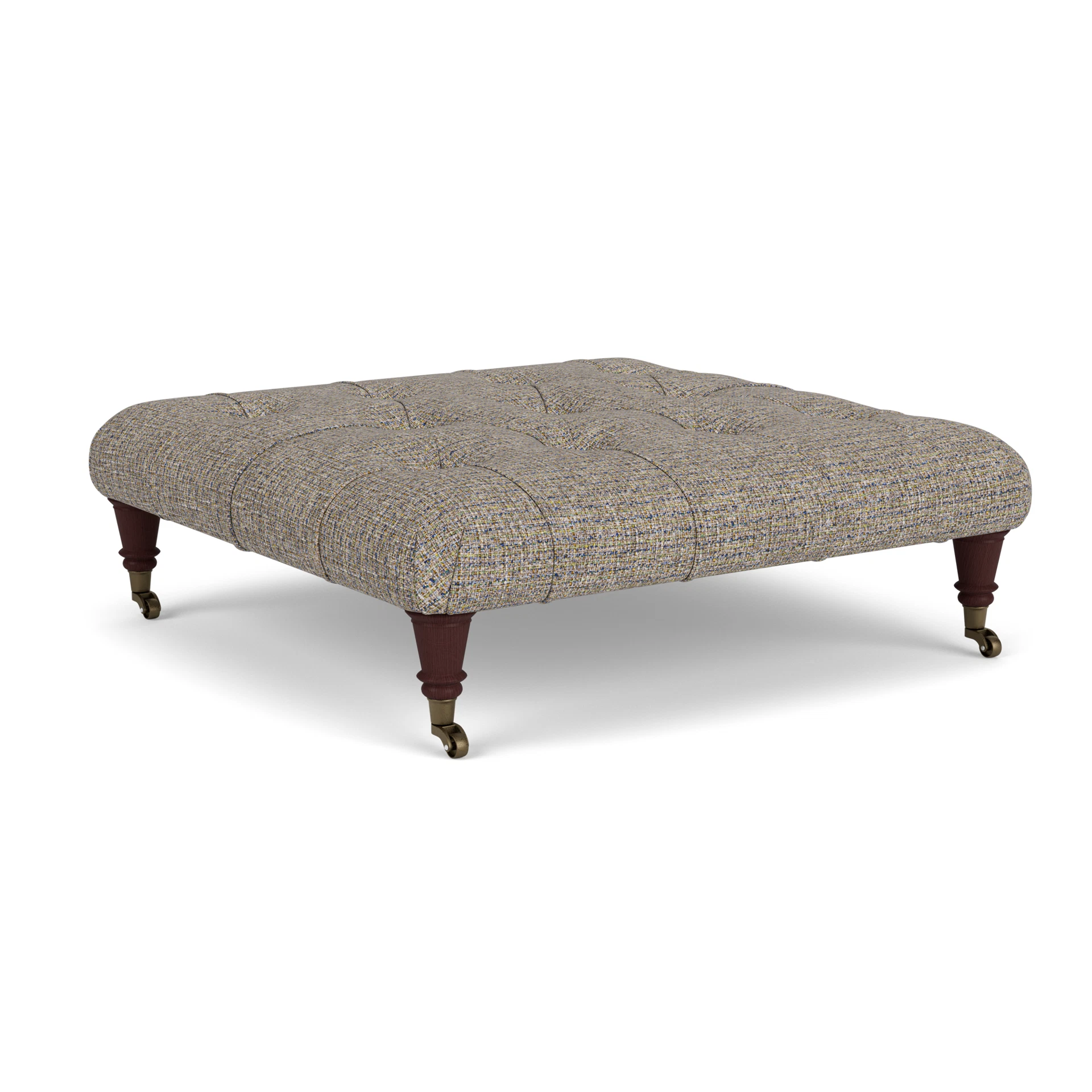 Amelia Foot Stool in Textured Weave - Shoreline Mix with Light legs