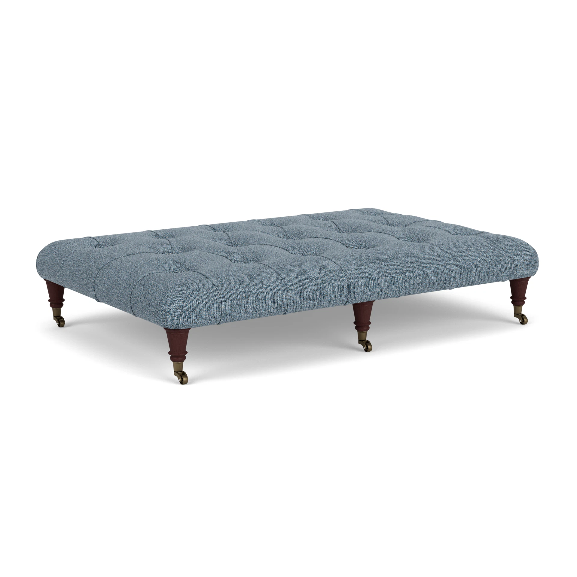Amelia Large Foot Stool in Aquaclean Oxford - Mid Blue with Light legs