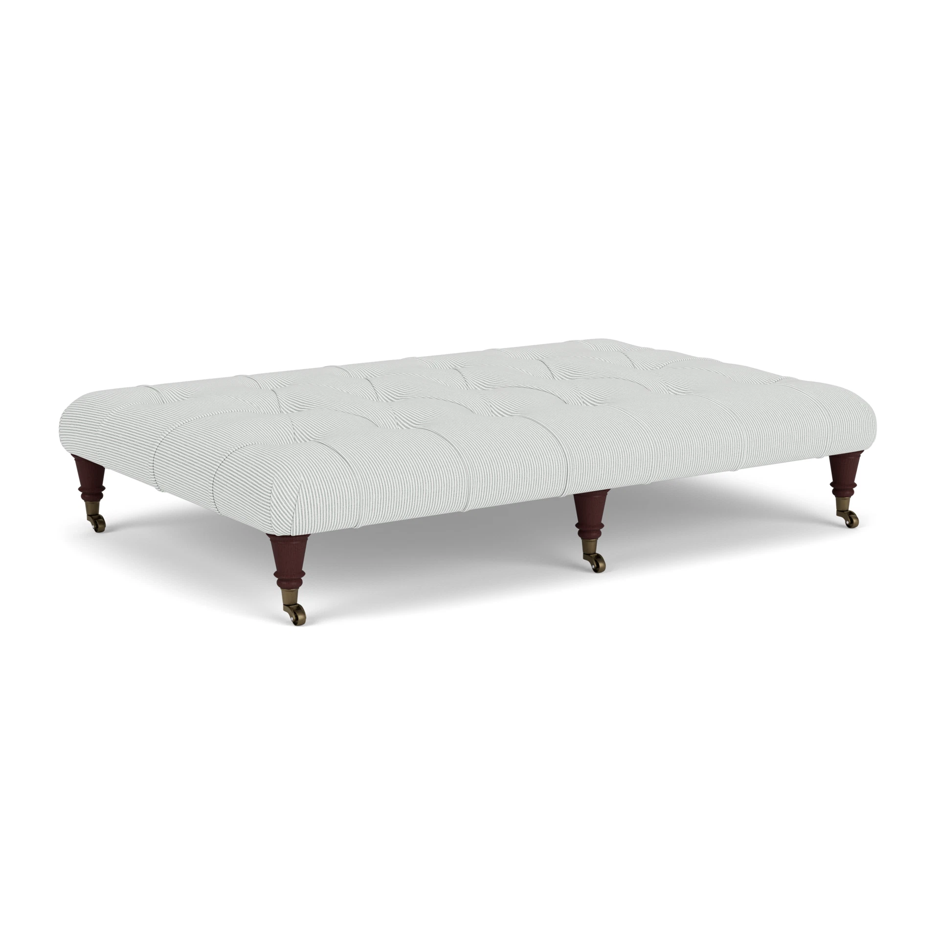 Amelia Large Foot Stool in Broadway Stripe - Duck Egg with Light legs