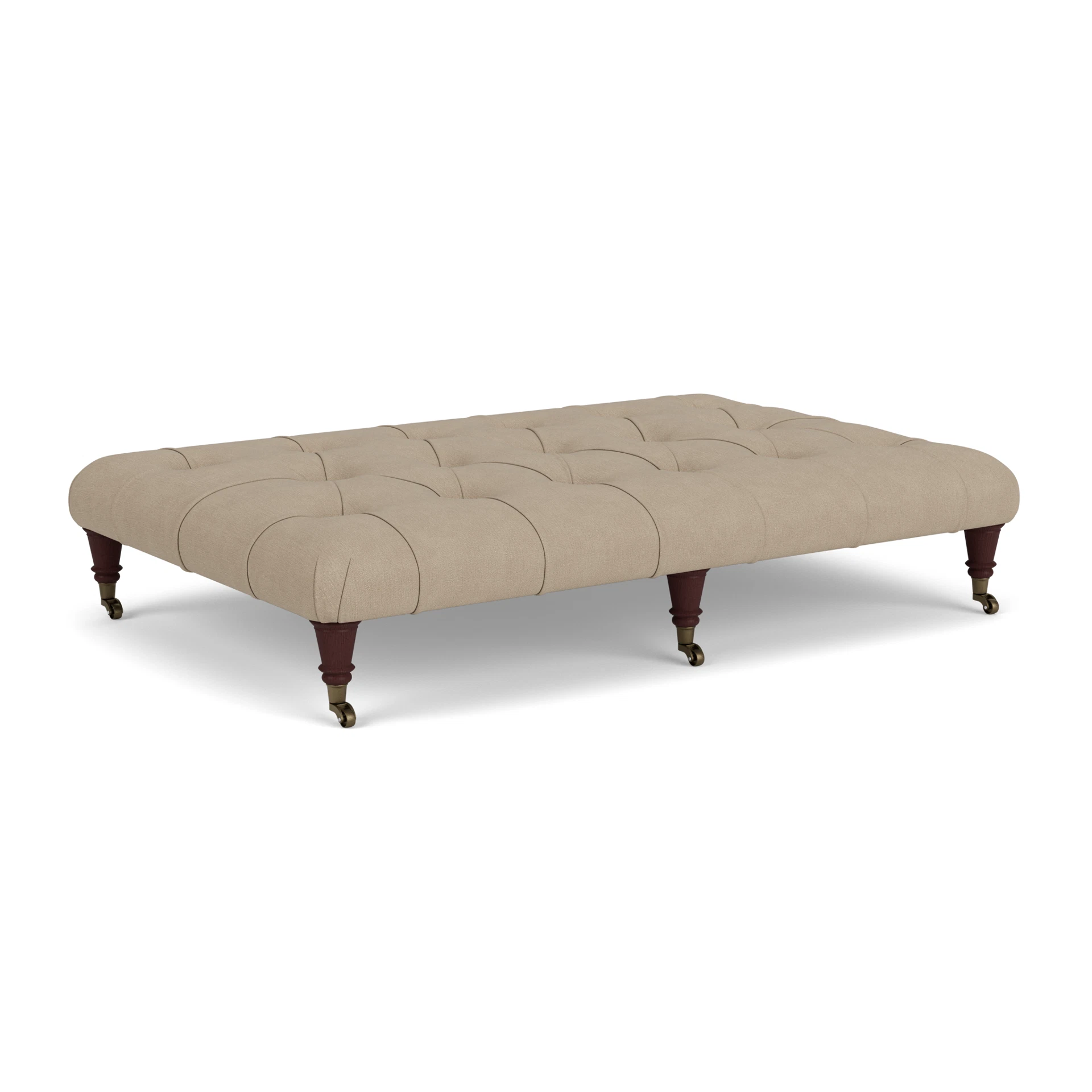 Amelia Large Foot Stool in House Linen Mix - Natural with Light legs