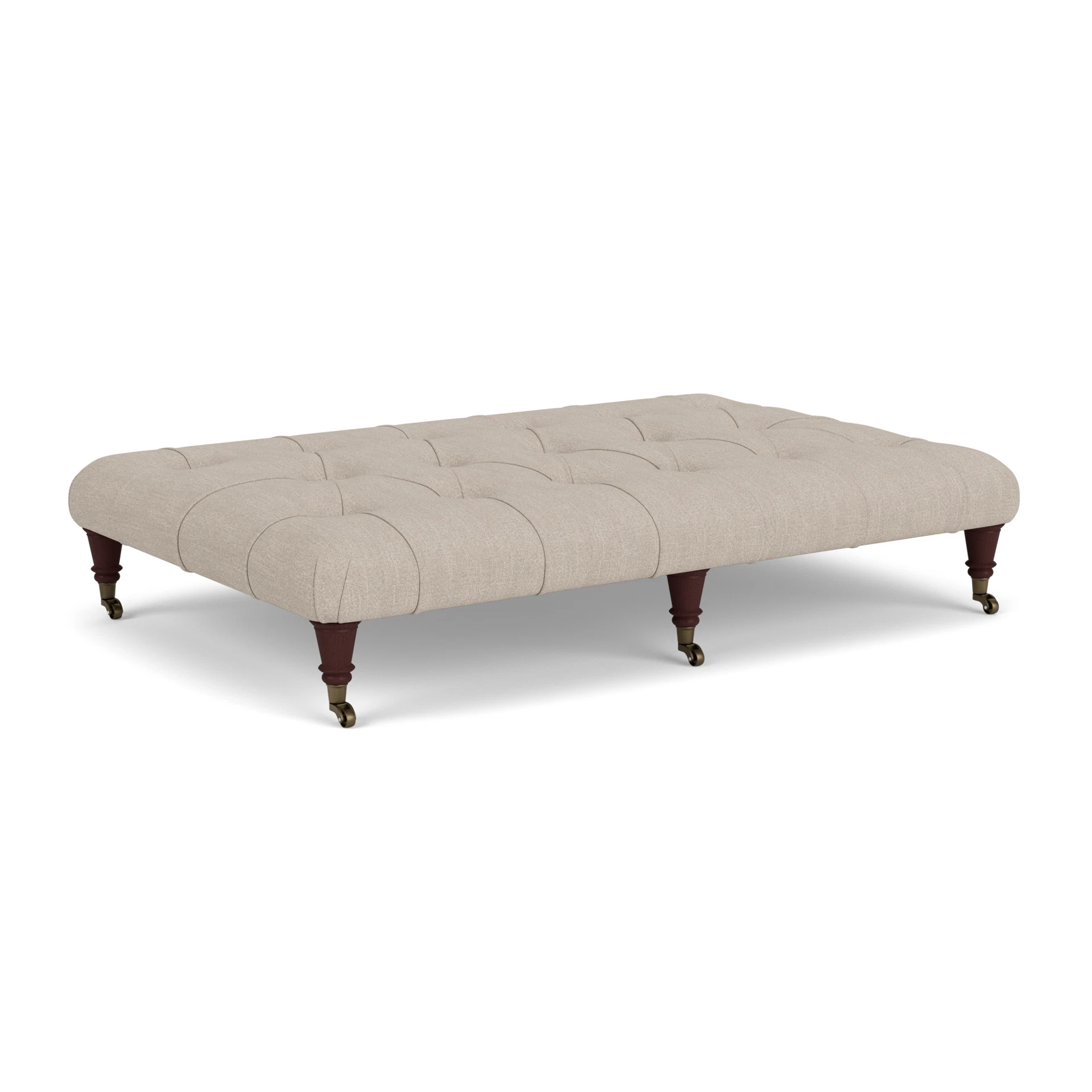 Amelia Large Foot Stool in Luxury Italian Linen - Natural with Light legs