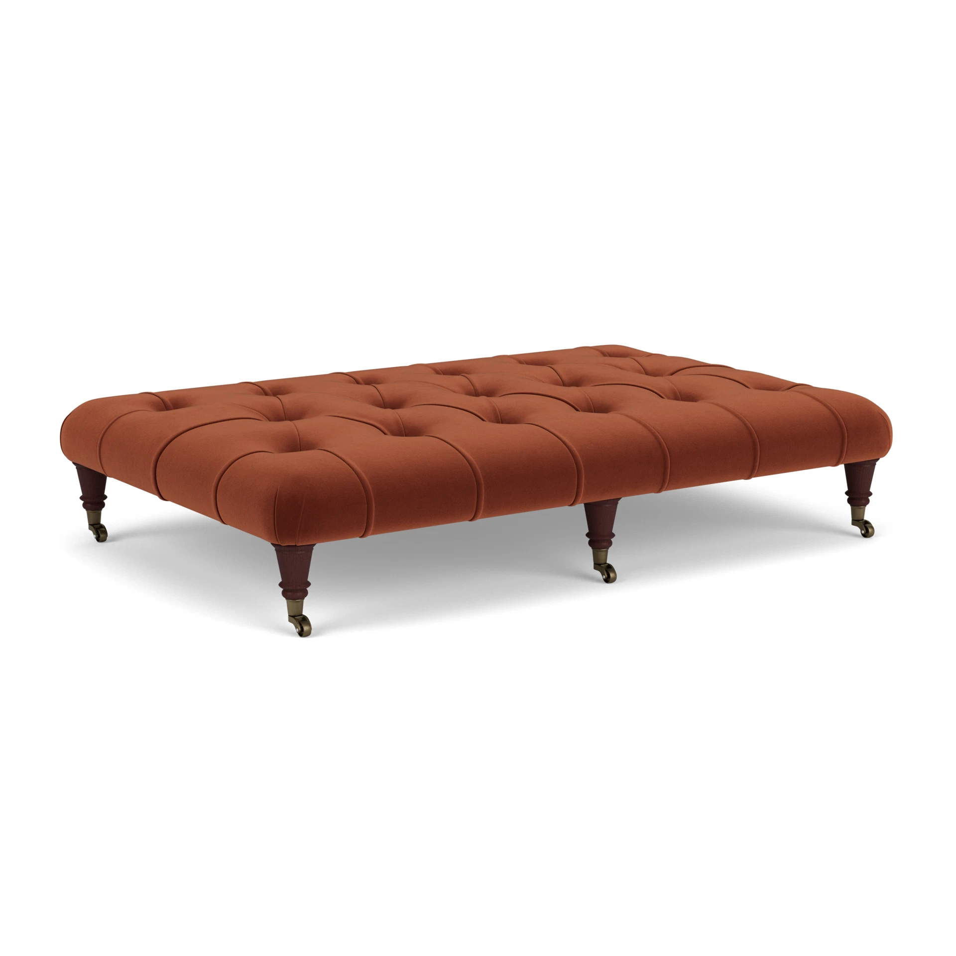 Amelia Large Foot Stool in Matt Velvet - Brick with Light legs