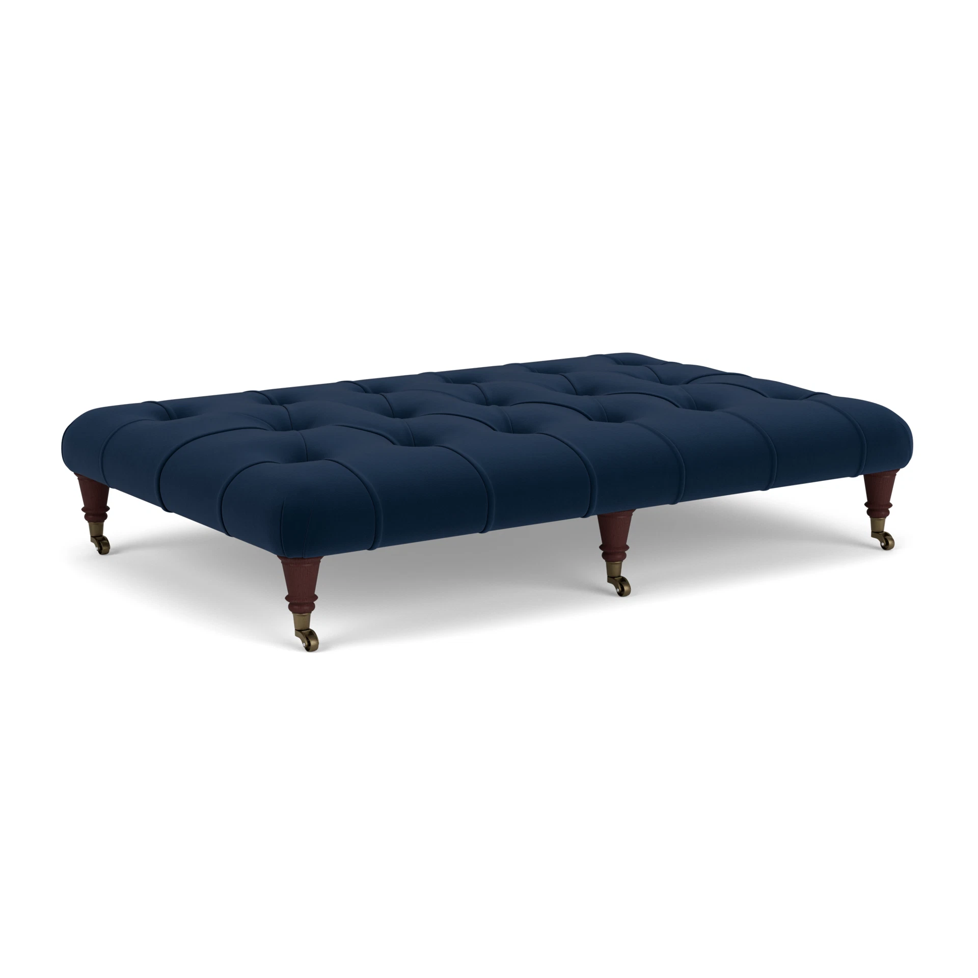 Amelia Large Foot Stool in Matt Velvet - Deep Blue with Light legs