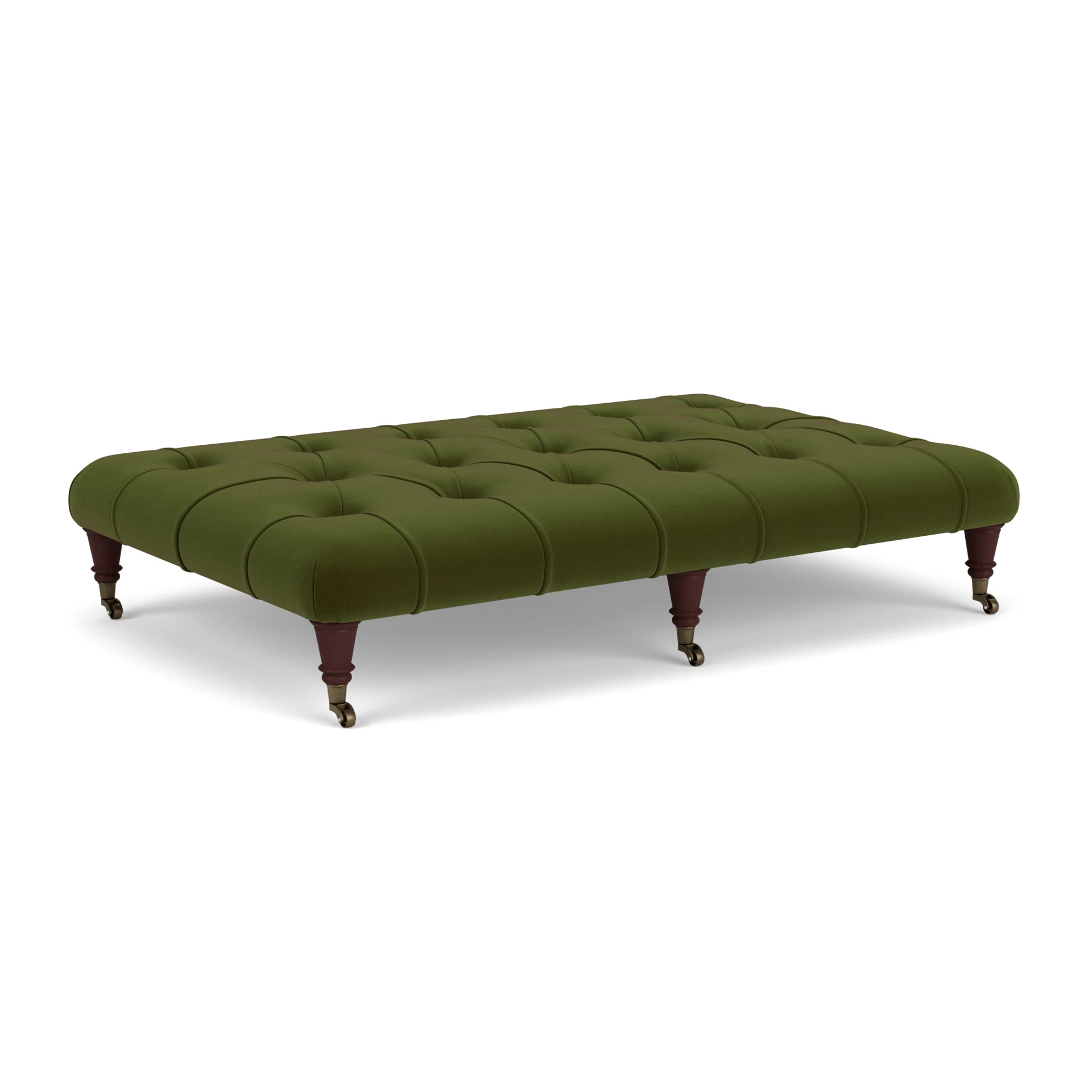 Amelia Large Foot Stool in Matt Velvet - Forest Green with Light legs