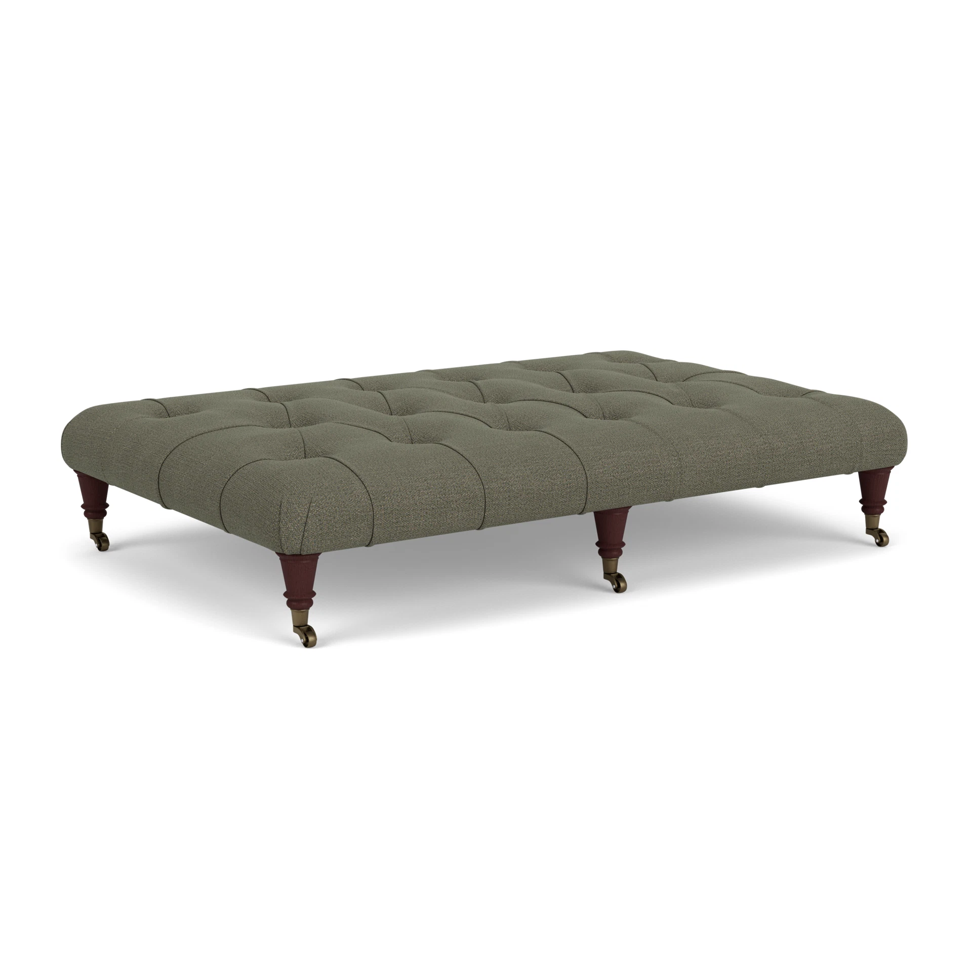 Amelia Large Foot Stool in Rustic Weave - Deep Forest with Light legs