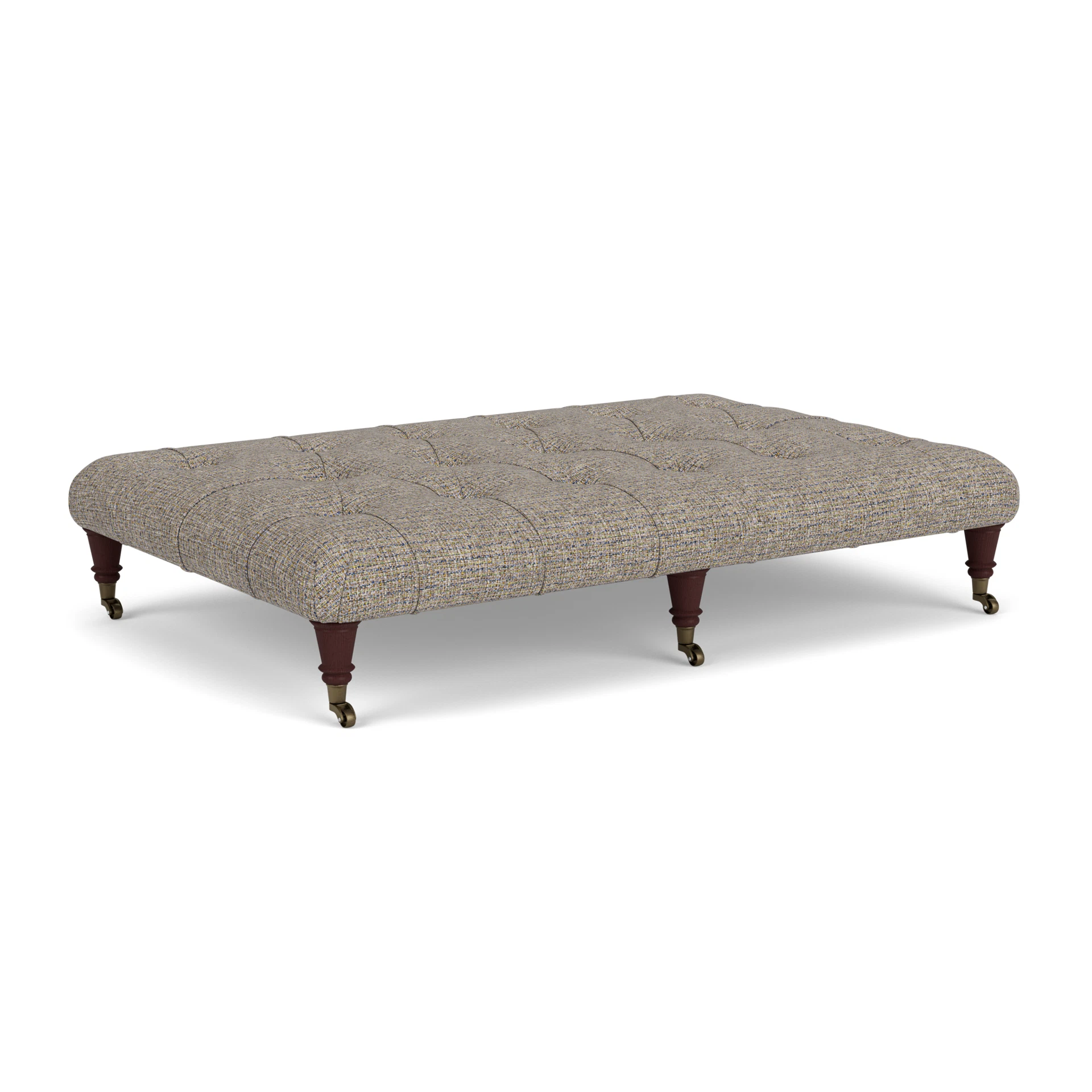Amelia Large Foot Stool in Textured Weave - Shoreline Mix with Light legs