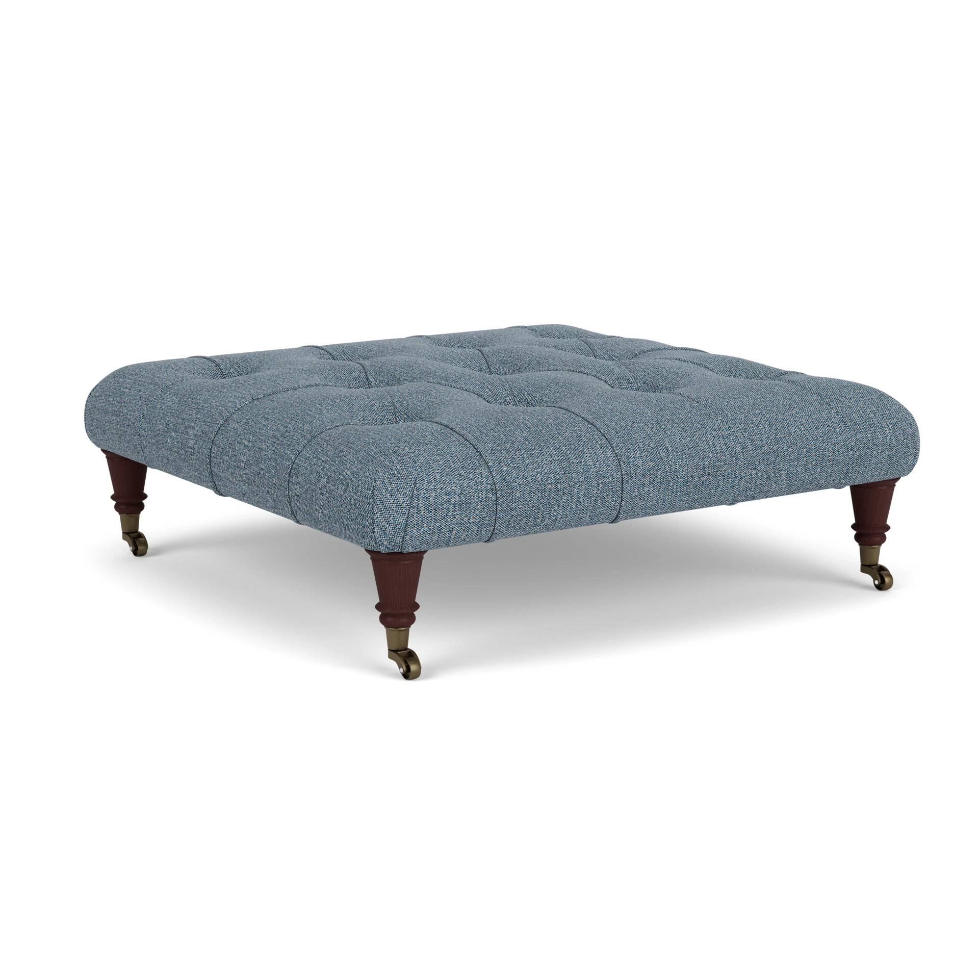 Amelia Small Foot Stool in Aquaclean Oxford - Mid Blue with Light legs