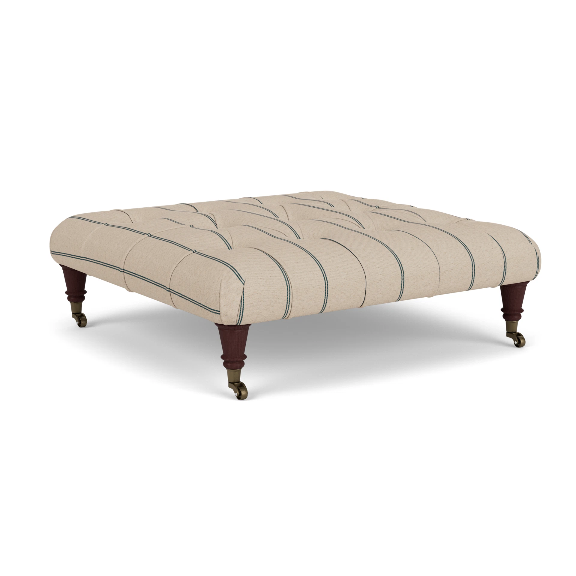 Amelia Small Foot Stool in Compton Stripe - Charcoal with Light legs