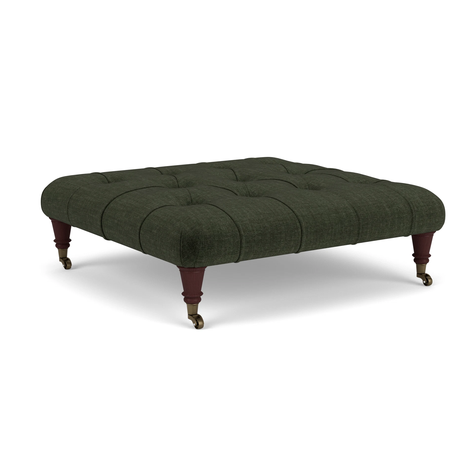 Amelia Small Foot Stool in Eco Chenille - Moss with Light legs
