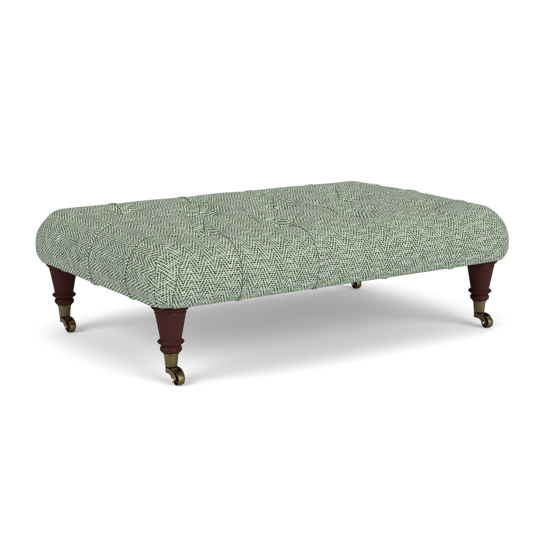 Amelia Small Foot Stool in Herringbone Weave - Lake with Light legs