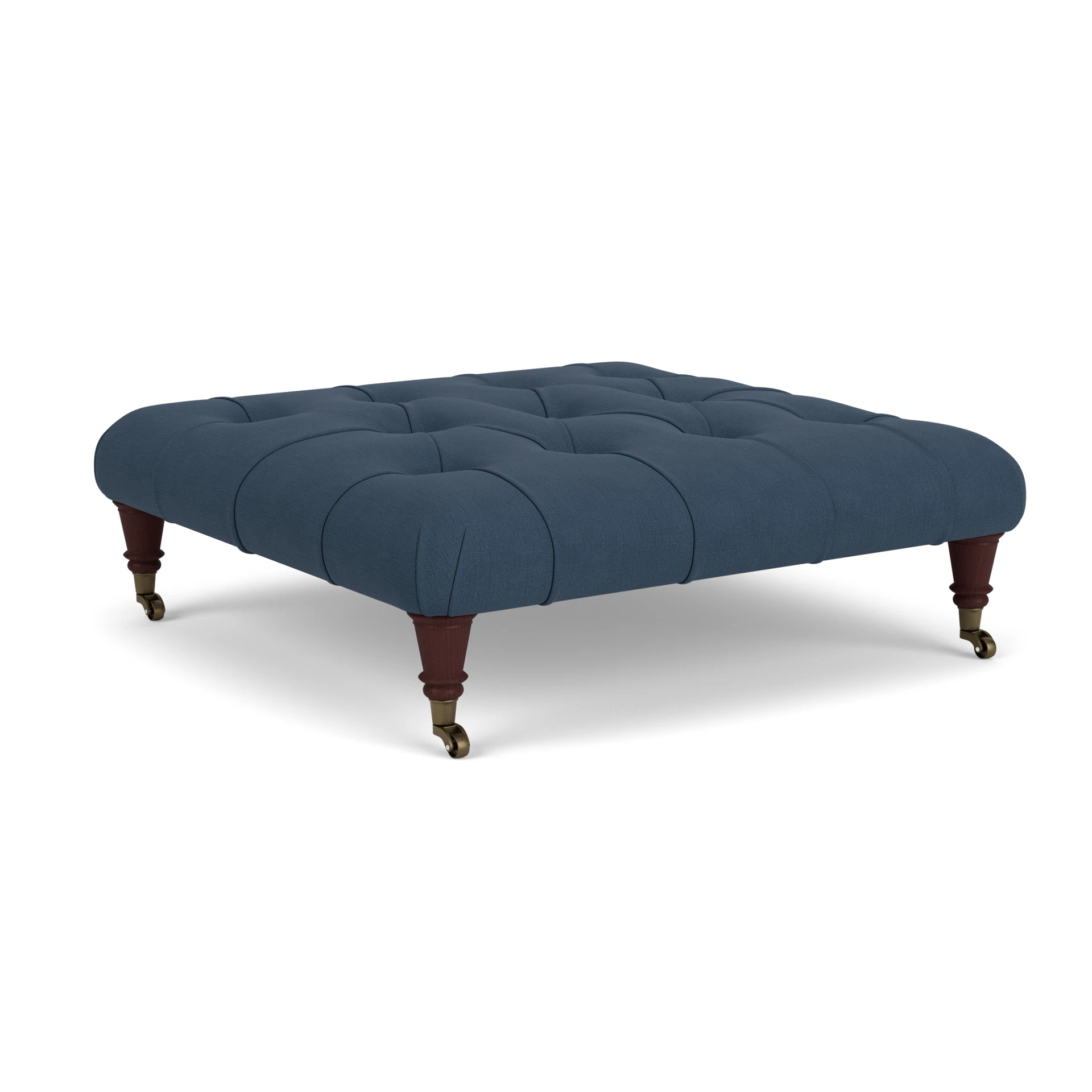 Amelia Small Foot Stool in House Linen Mix - Indigo with Light legs