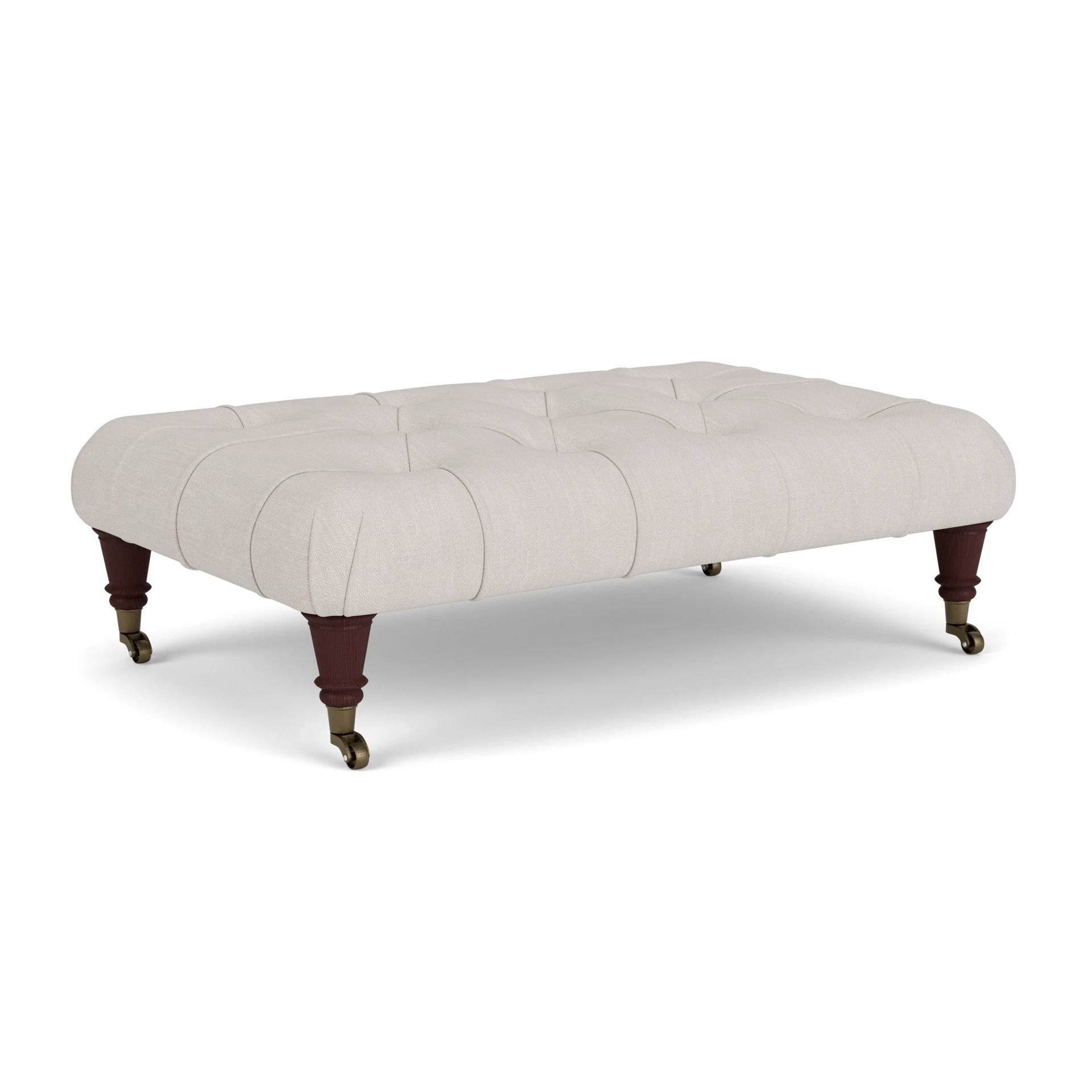 Amelia Small Foot Stool in Luxury Italian Linen - Soft White with Light legs
