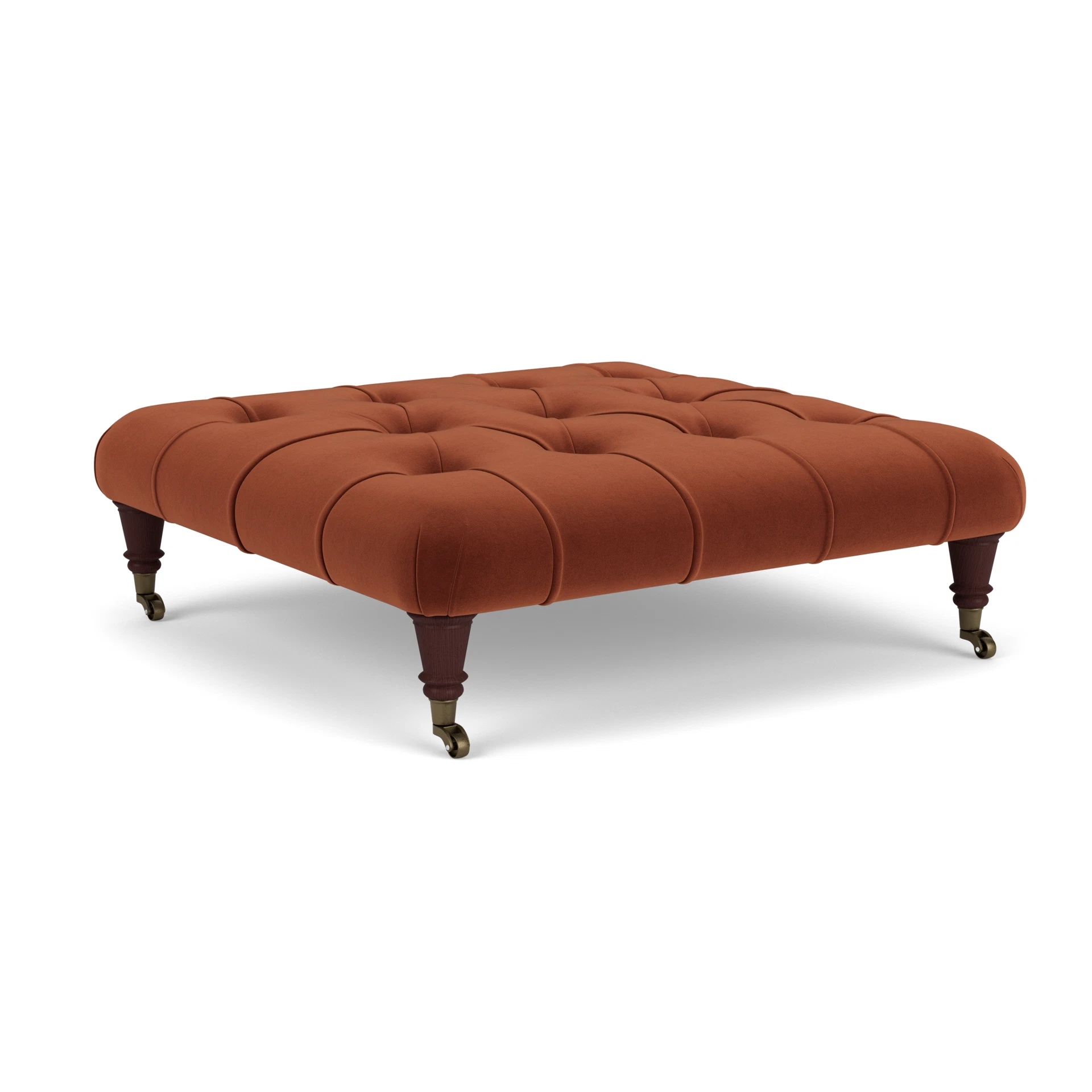 Amelia Small Foot Stool in Matt Velvet - Brick with Light legs