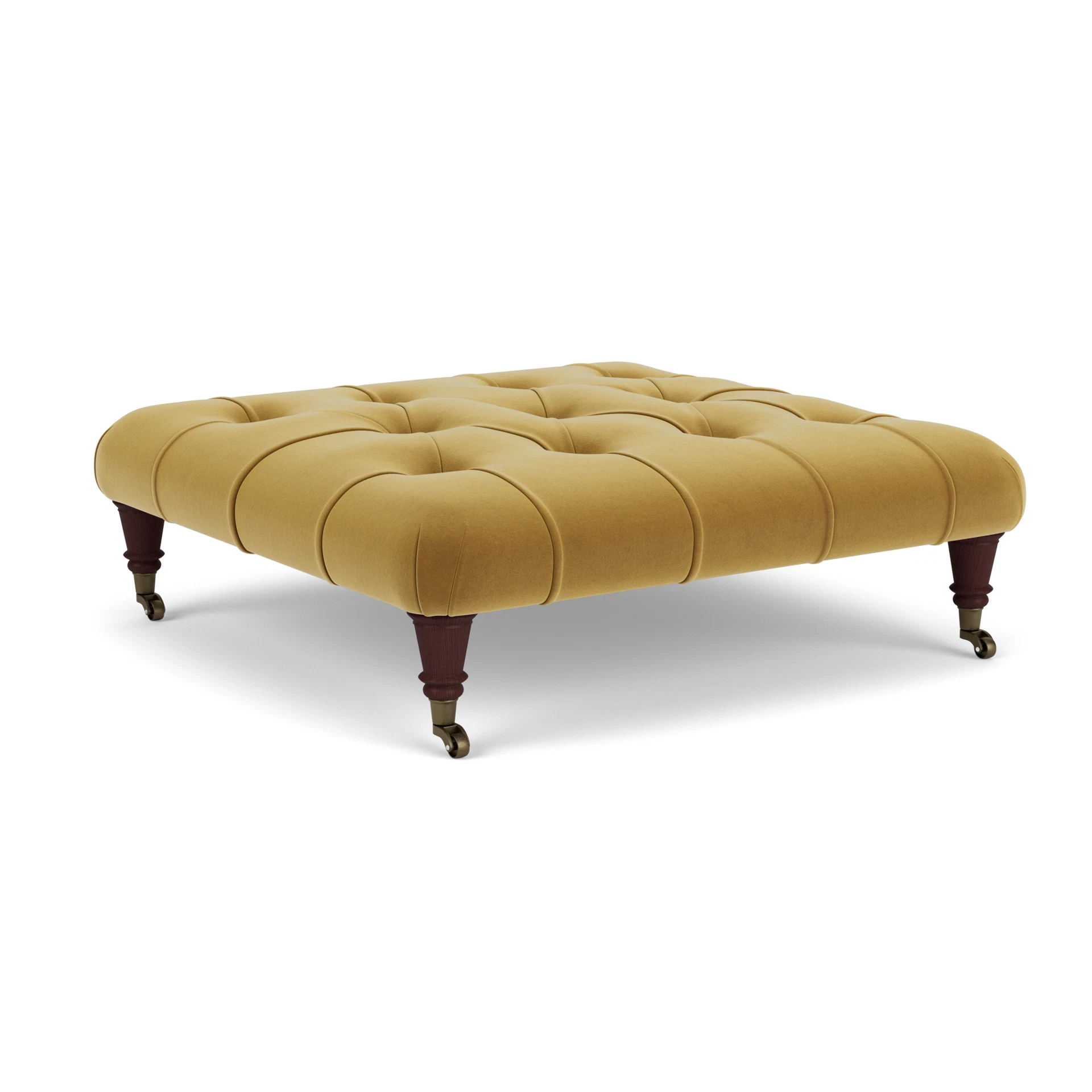Amelia Small Foot Stool in Matt Velvet - Mustard with Light legs