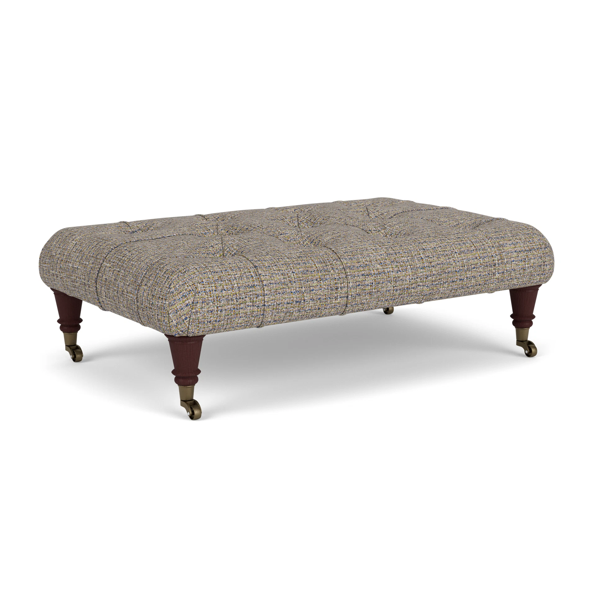 Amelia Small Foot Stool in Textured Weave - Shoreline Mix with Light legs