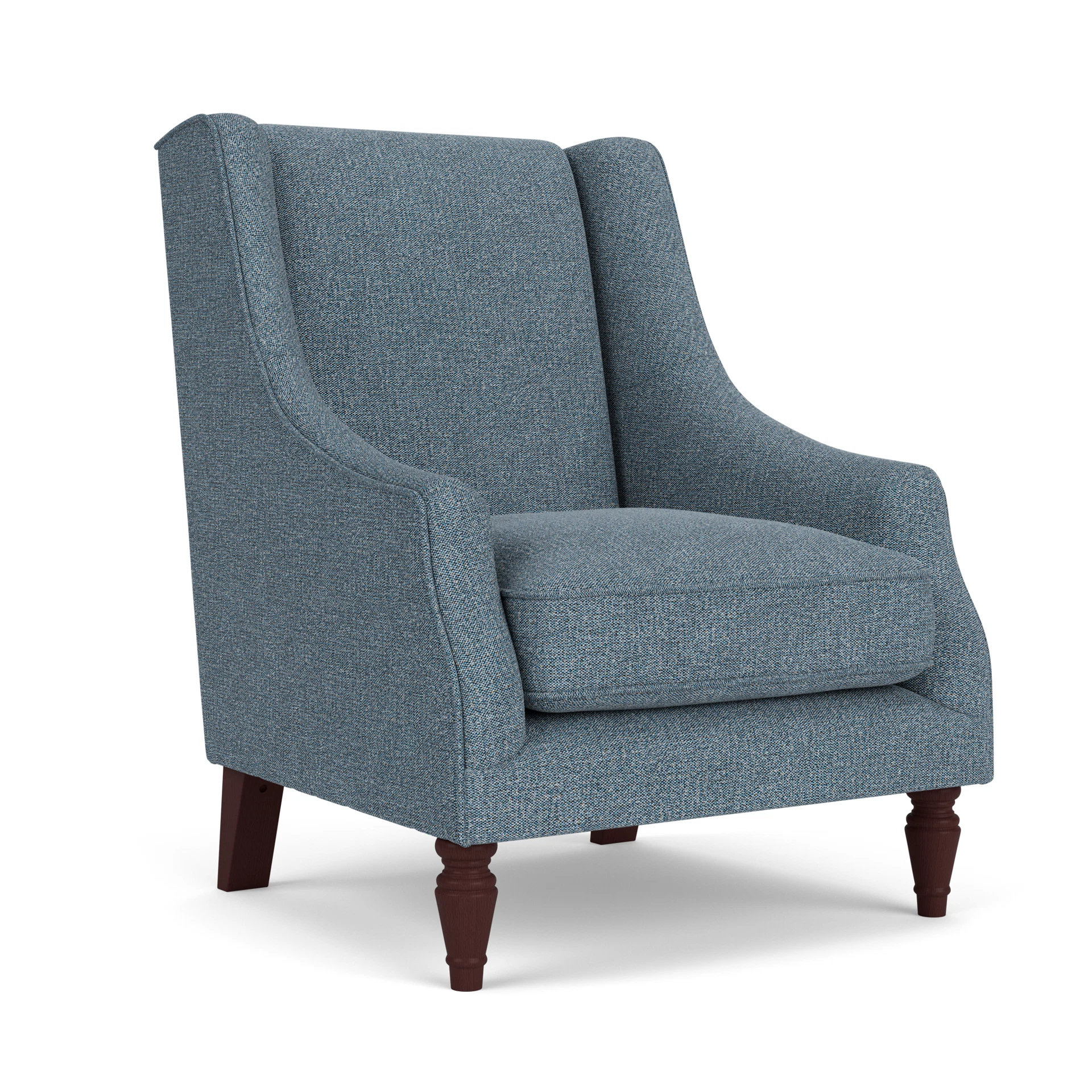 Annie Armchair in Aquaclean Oxford - Mid Blue with Light legs