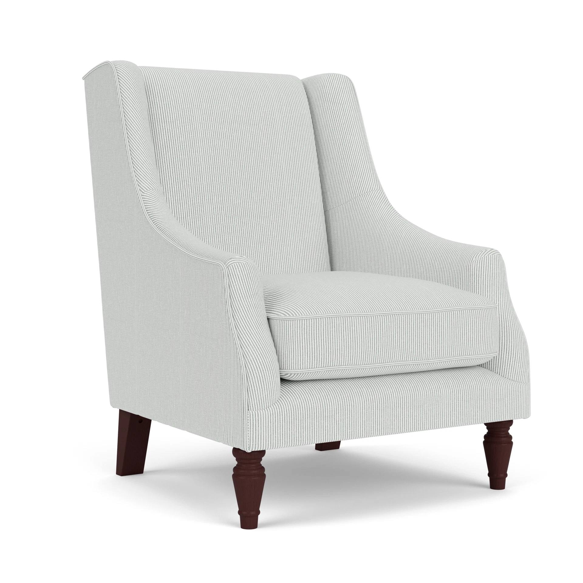 Annie Armchair in Broadway Stripe - Duck Egg with Light legs