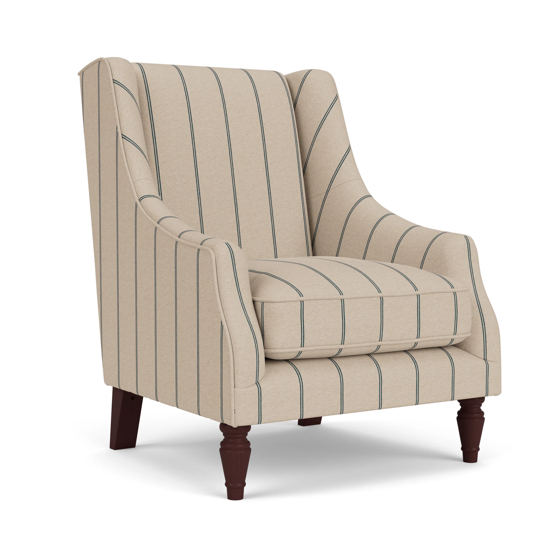 Annie Armchair in Compton Stripe - Charcoal with Light legs