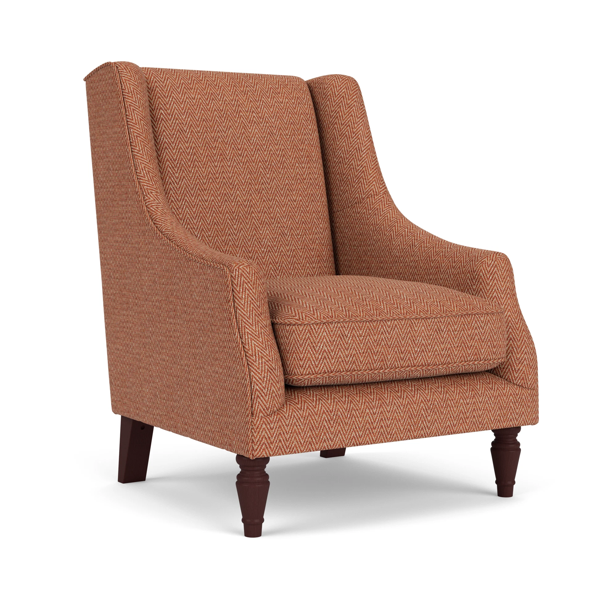 Annie Armchair in Herringbone Weave - Brick with Light legs