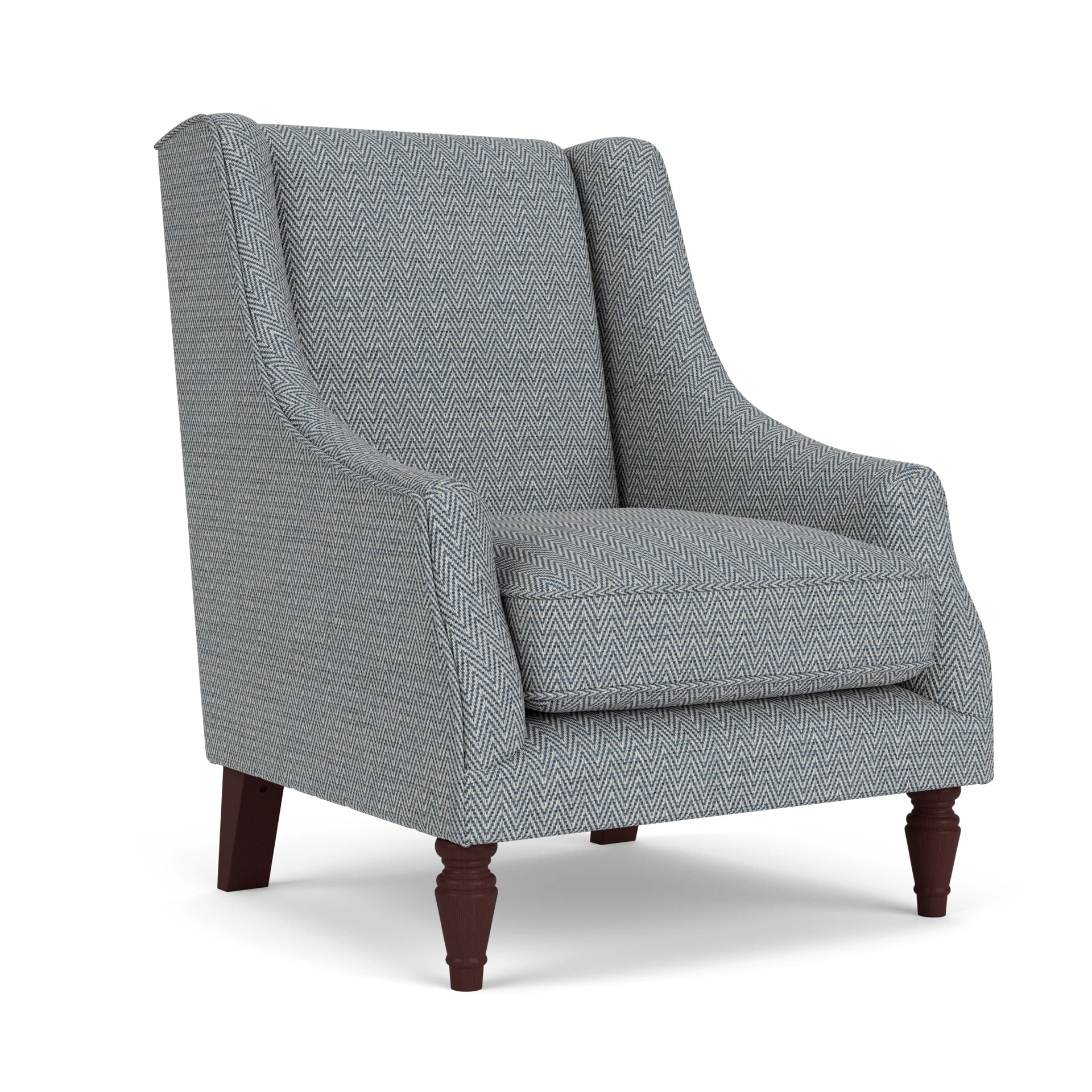 Annie Armchair in Herringbone Weave - Navy with Light legs