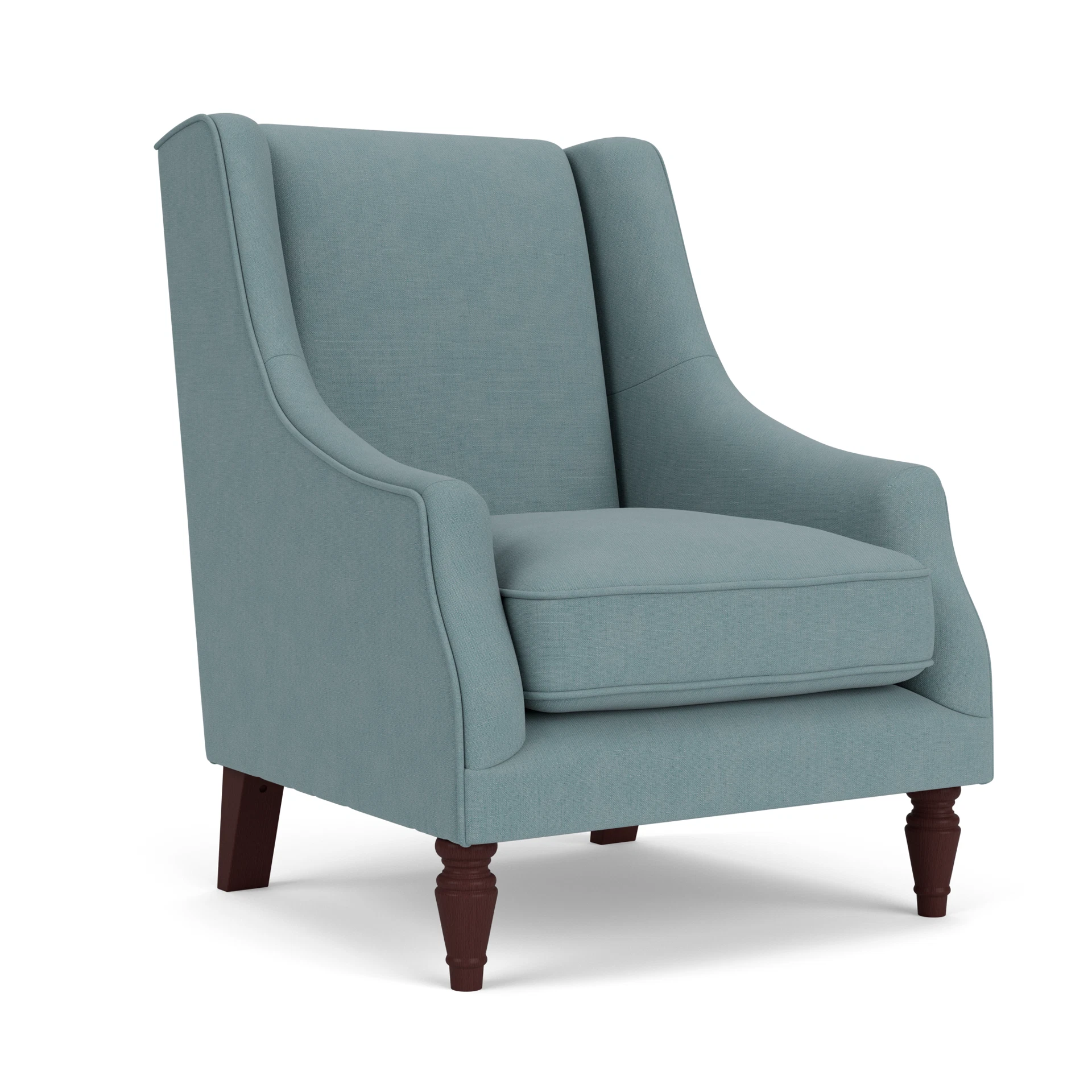 Annie Armchair in House Linen Mix - Sky Blue with Light legs