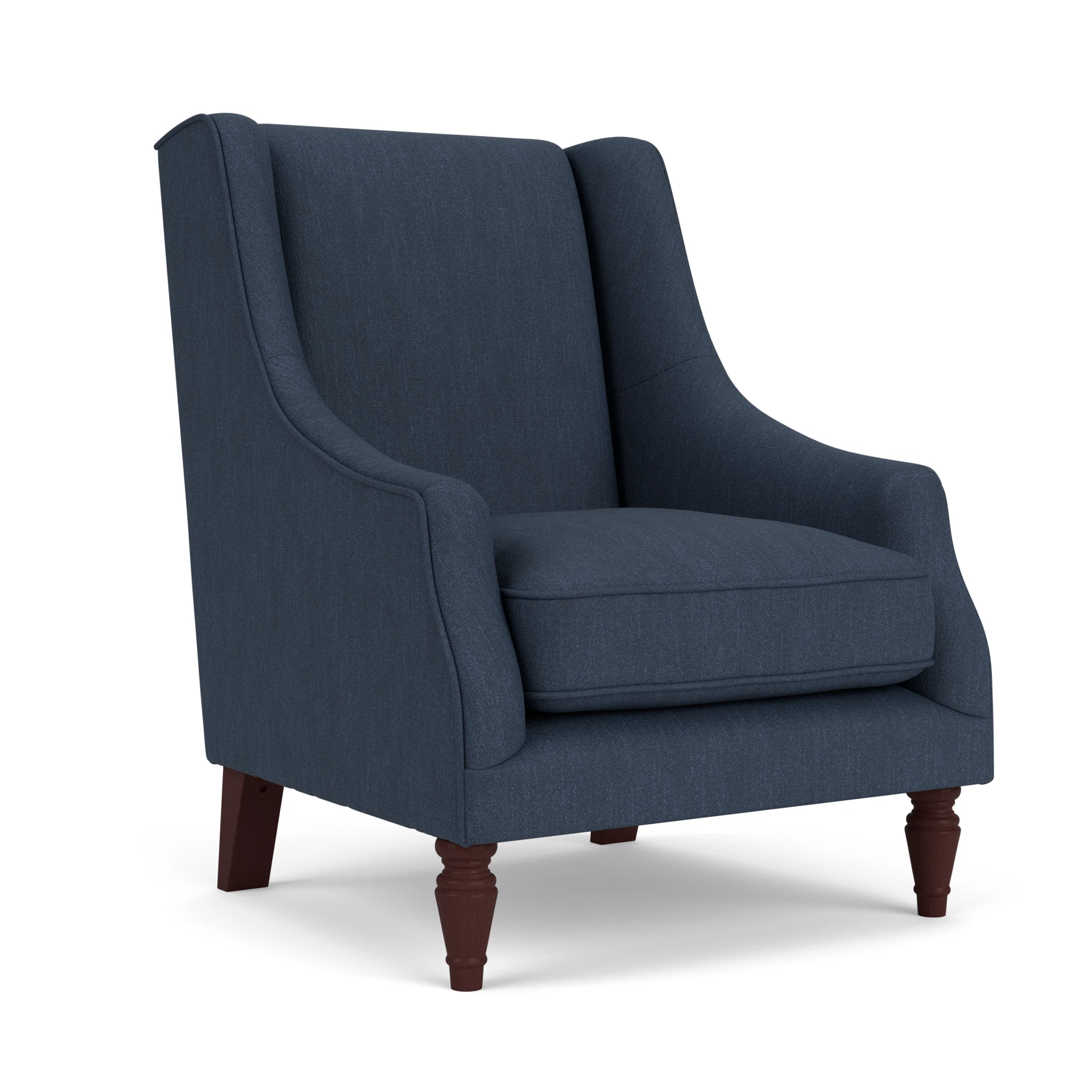 Annie Armchair in Luxury Italian Linen - Indigo with Light legs