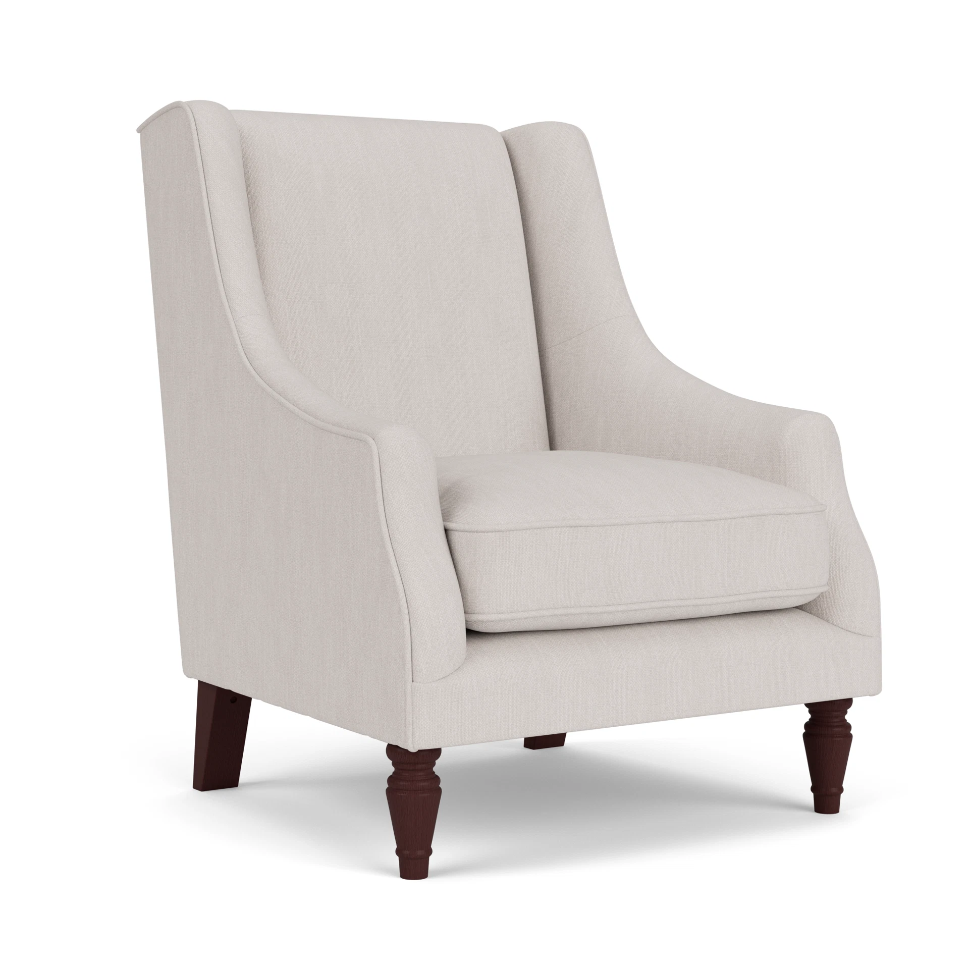 Annie Armchair in Luxury Italian Linen - Soft White with Light legs