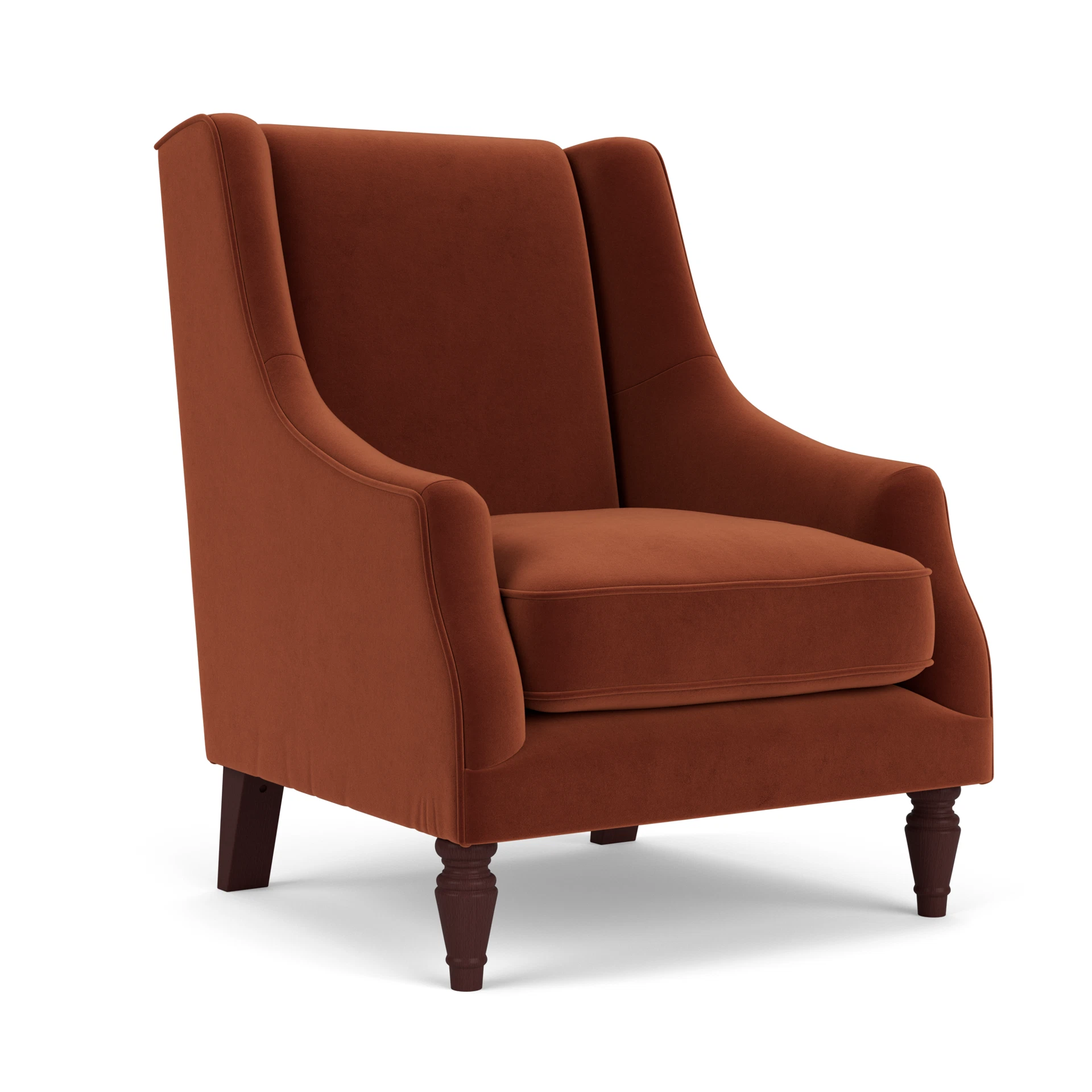 Annie Armchair in Matt Velvet - Brick with Light legs