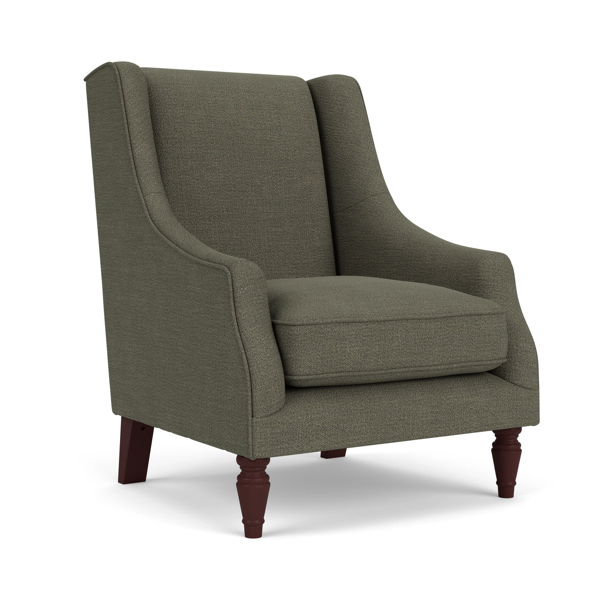 Annie Armchair in Rustic Weave - Deep Forest with Light legs